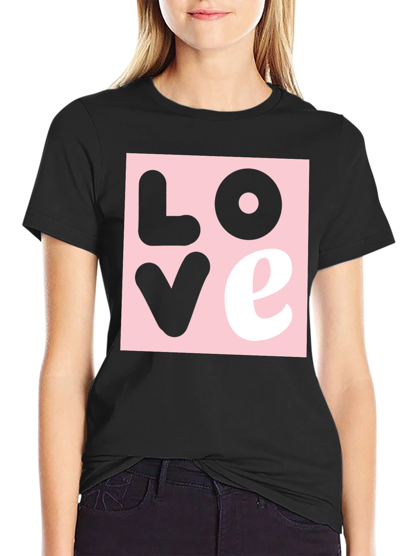 Love Graphic Print Black Cotton T-Shirt