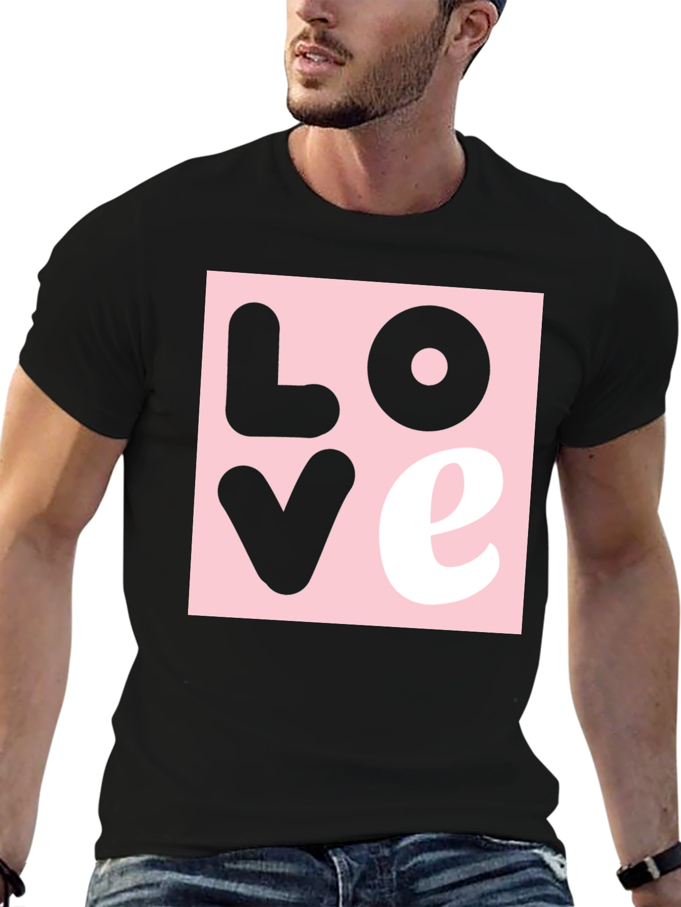 Love Graphic Print Black Cotton T-Shirt