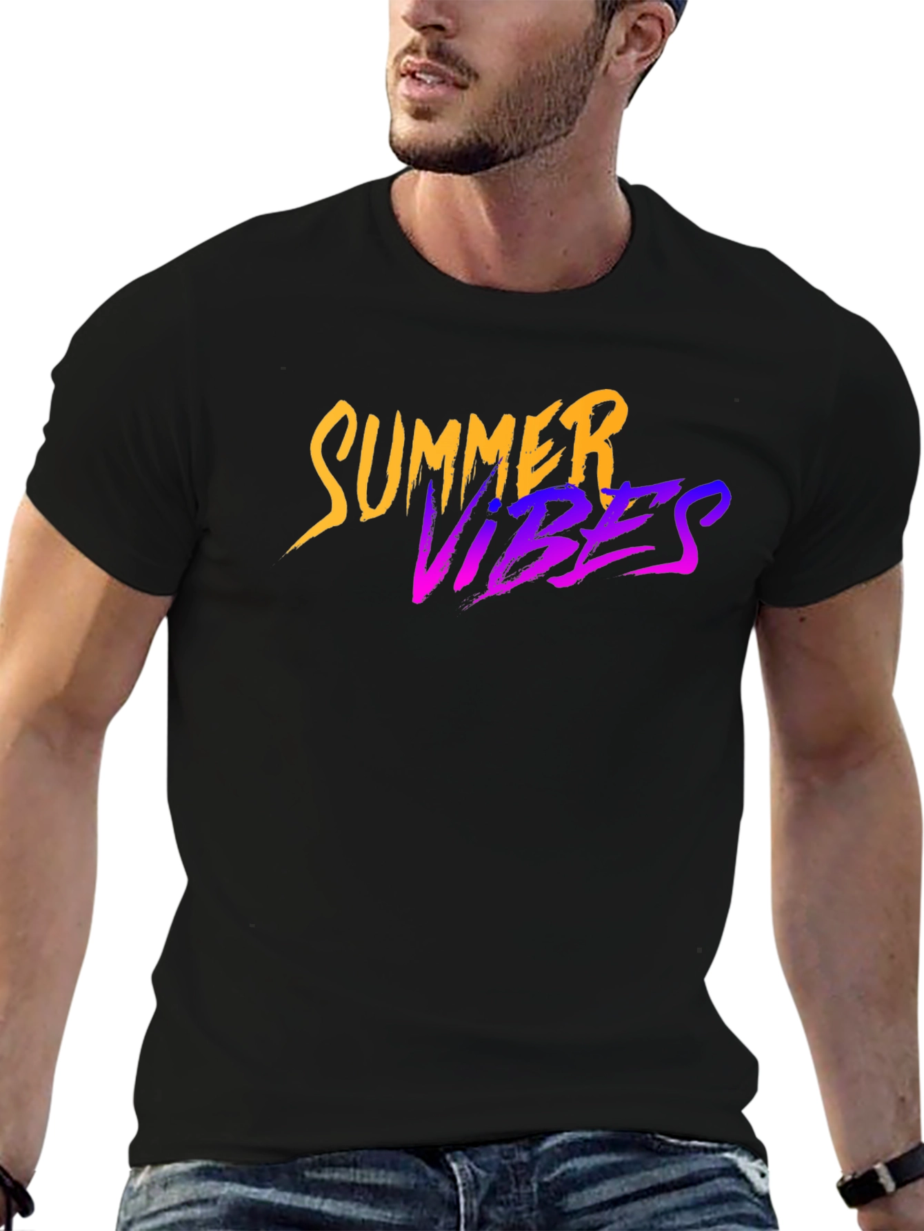 Summer Vibes Graphic Black T-Shirt