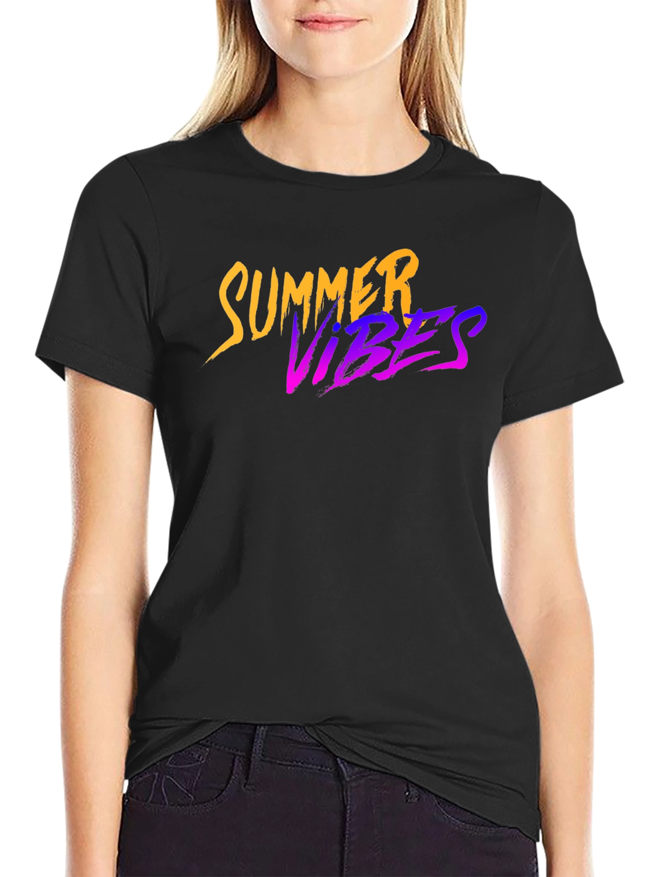Summer Vibes Graphic Black T-Shirt