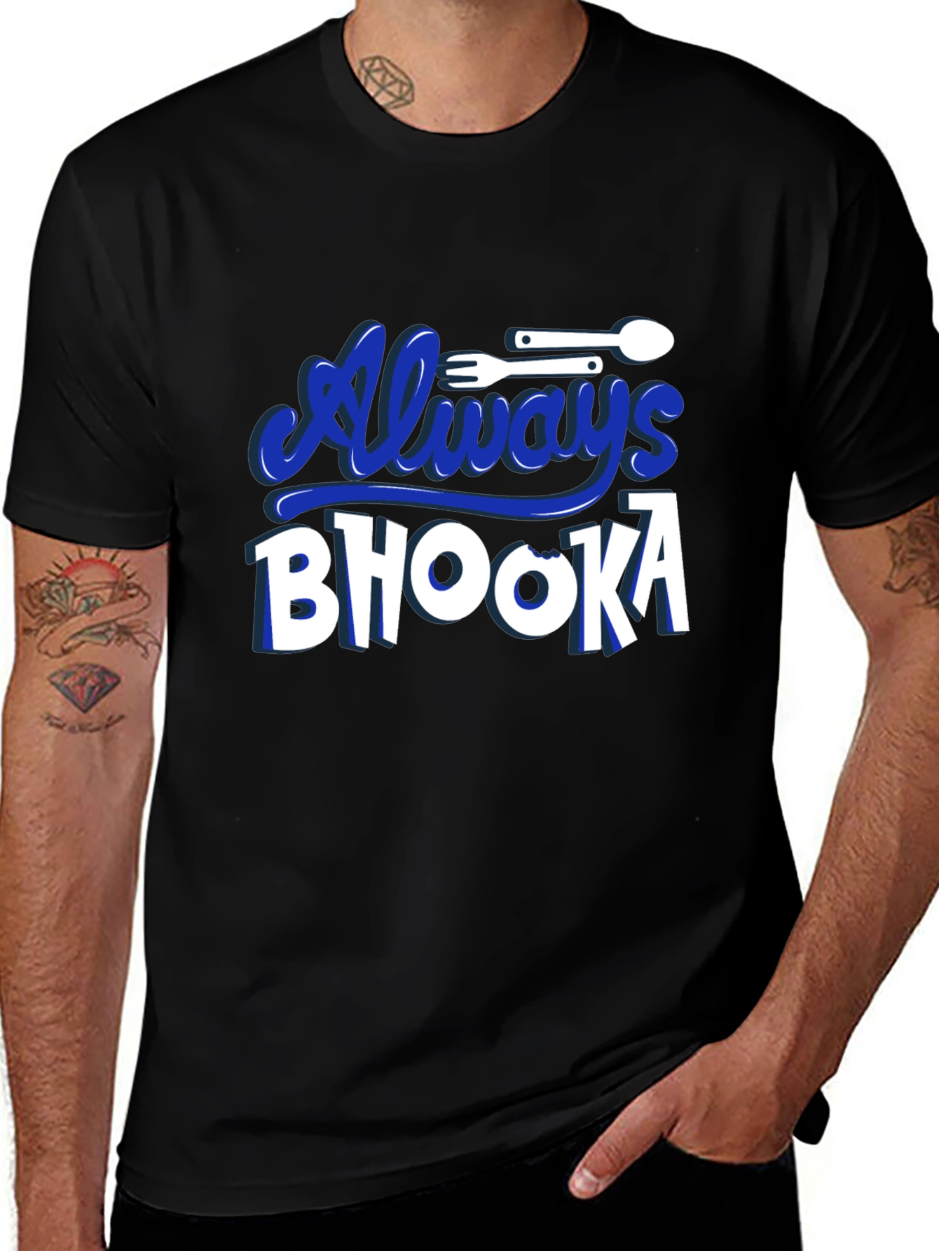 Always Bhooka Graphic Tee - Black Cotton T-Shirt