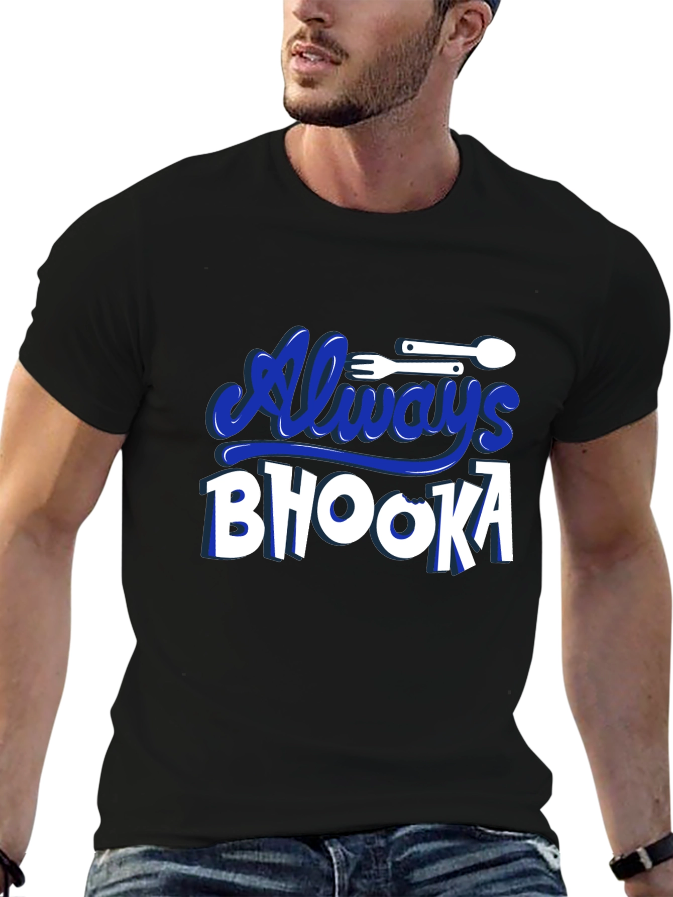 Always Bhooka Graphic Tee - Black Cotton T-Shirt