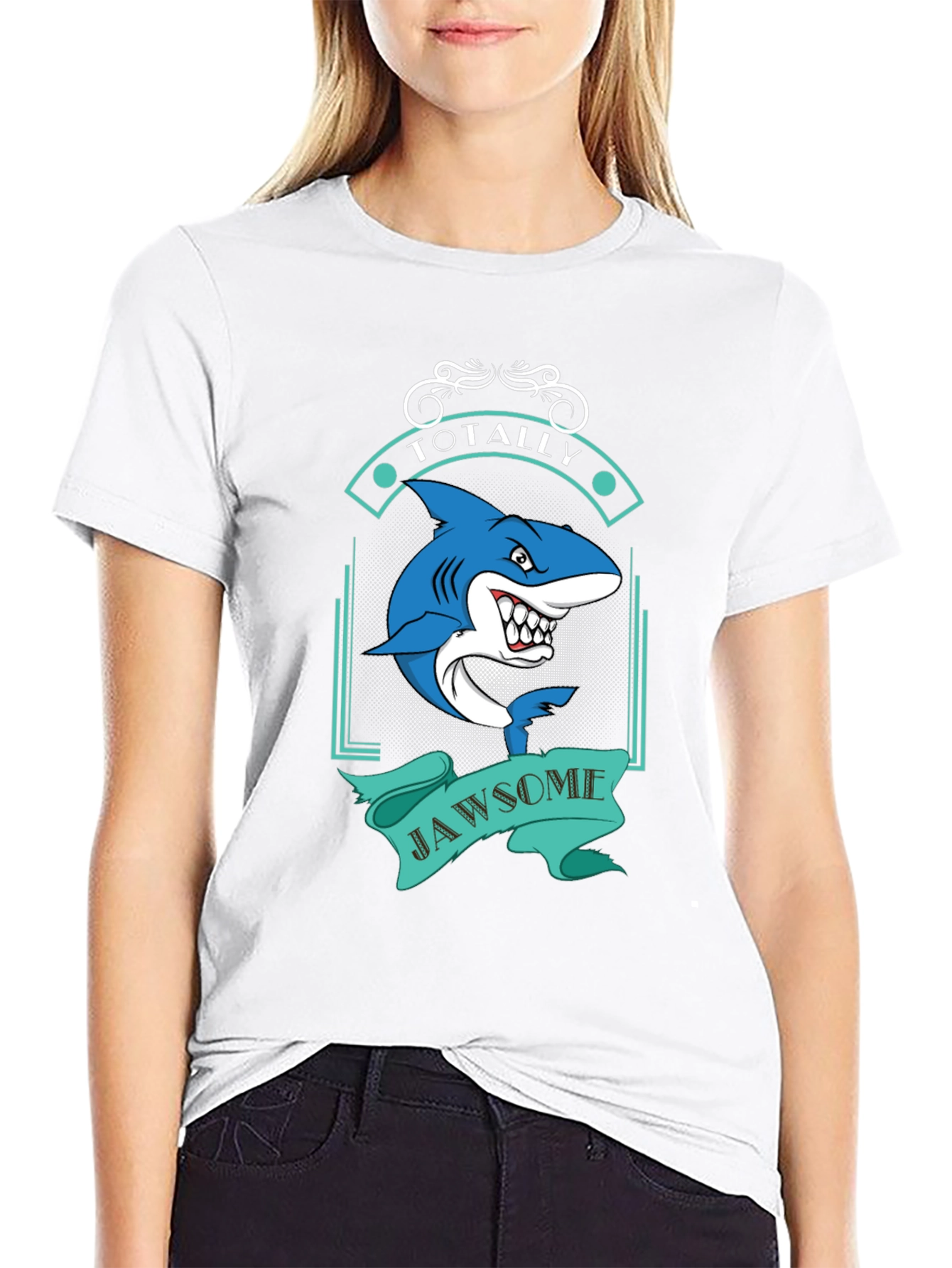 Totally Jawsome Shark Graphic Tee - Black