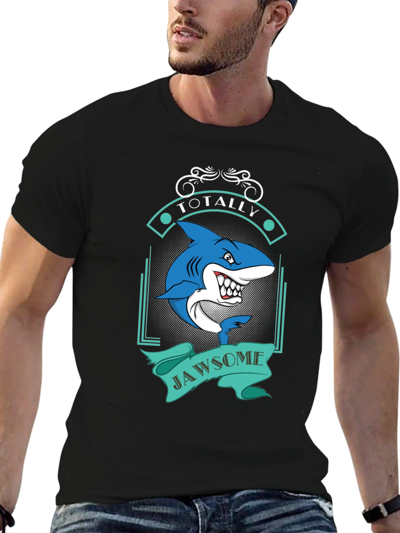 Totally Jawsome Shark Graphic Tee - Black