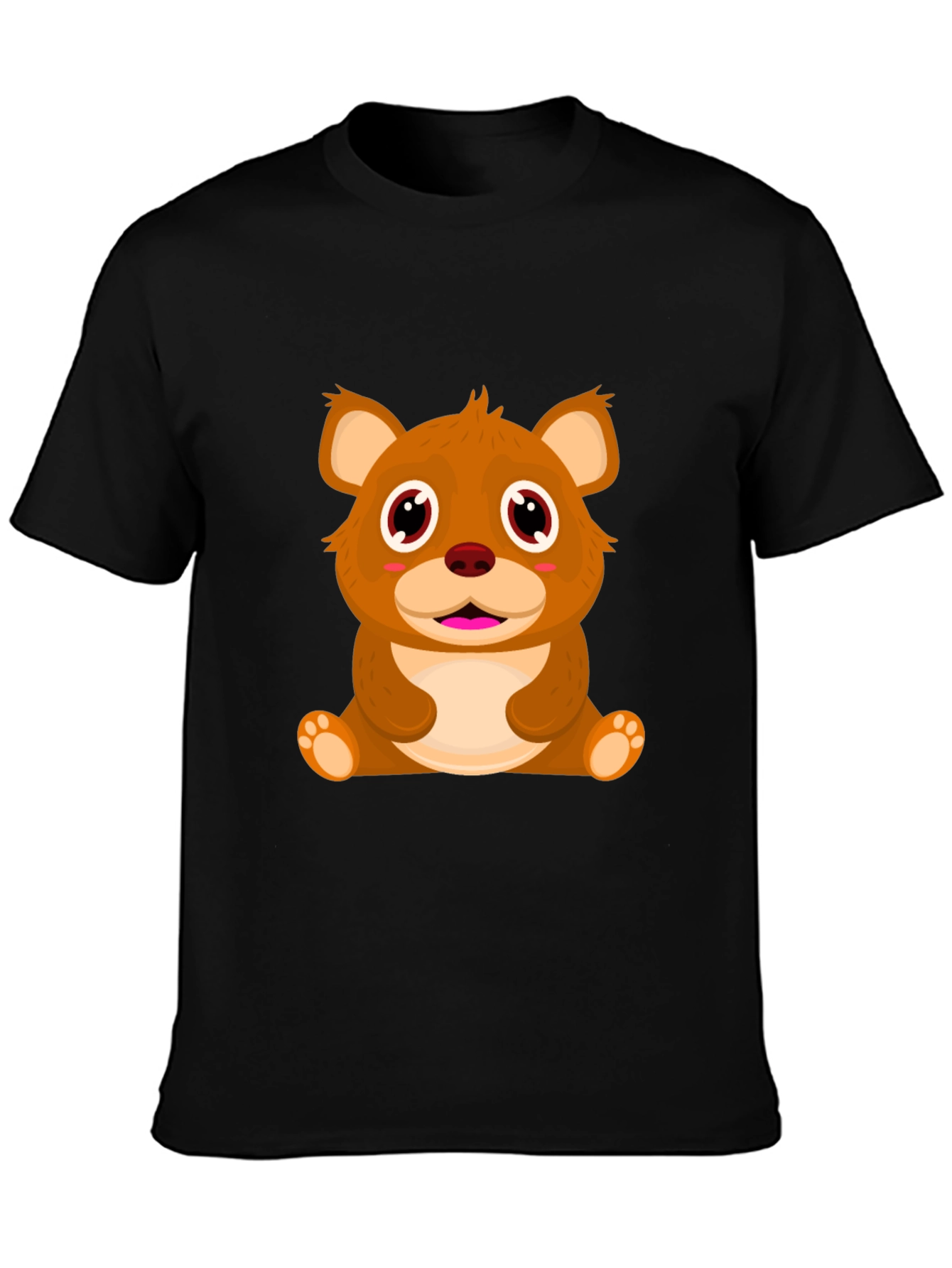 Cute Cartoon Bear Black T-Shirt