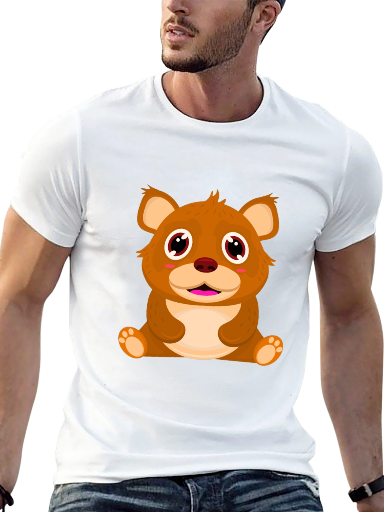 Cute Cartoon Bear Black T-Shirt