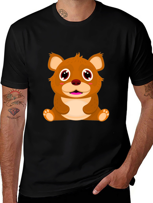Cute Cartoon Bear Black T-Shirt