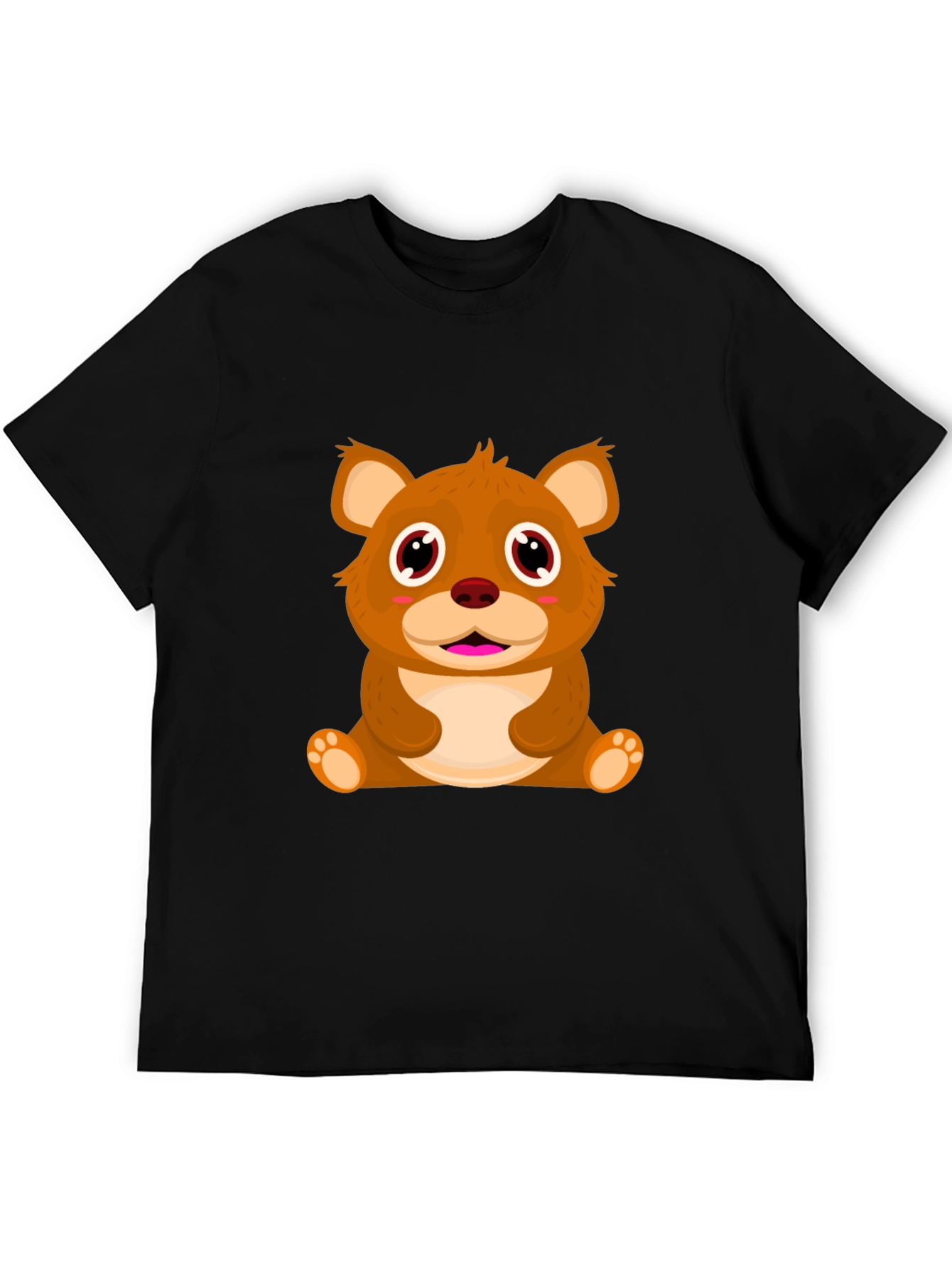 Cute Cartoon Bear Black T-Shirt