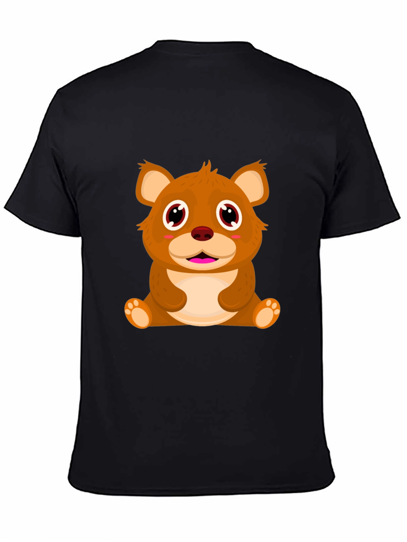 Cute Cartoon Bear Black T-Shirt