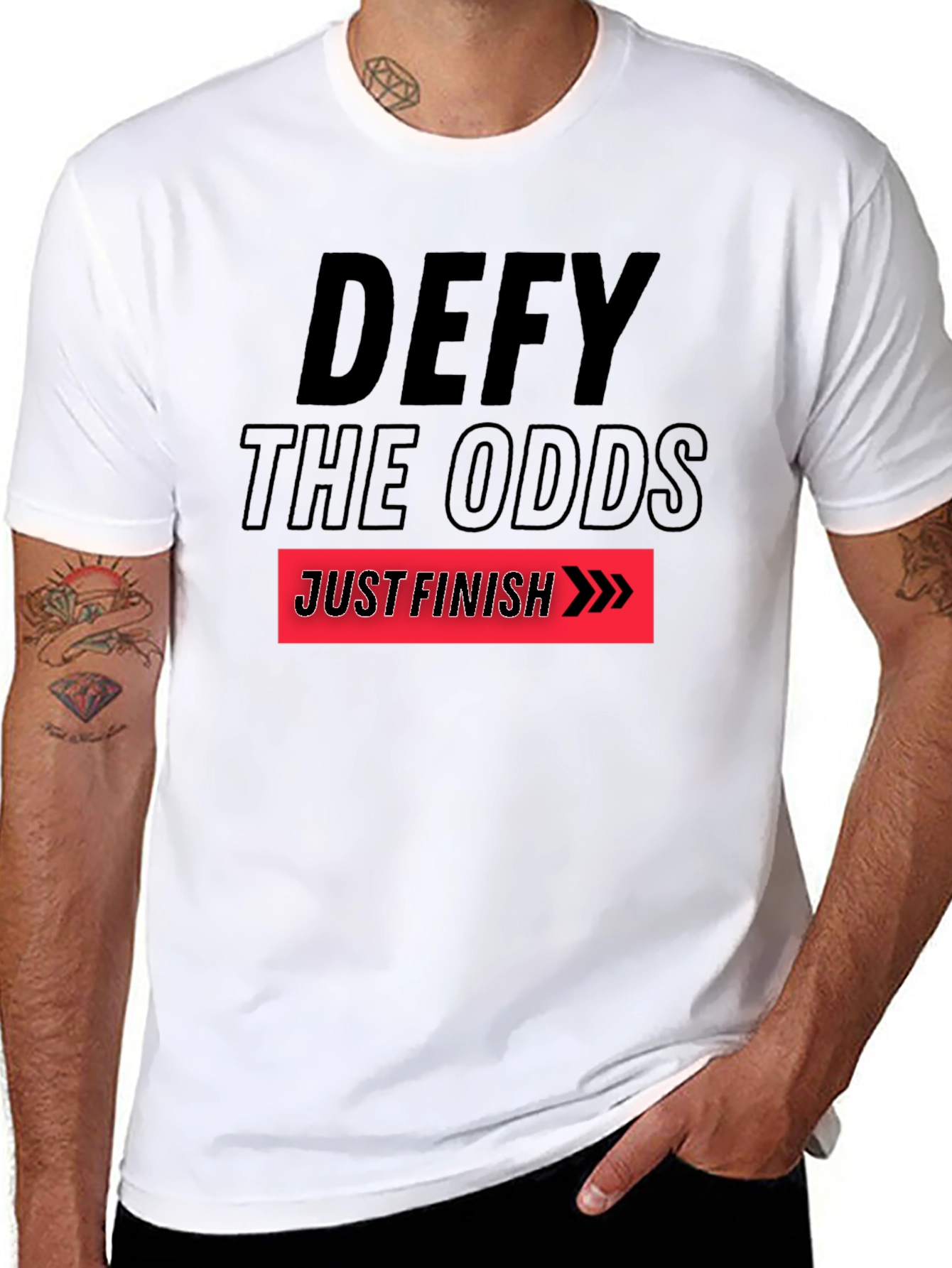 Defy the Odds T-Shirt: Just Finish Graphic Tee