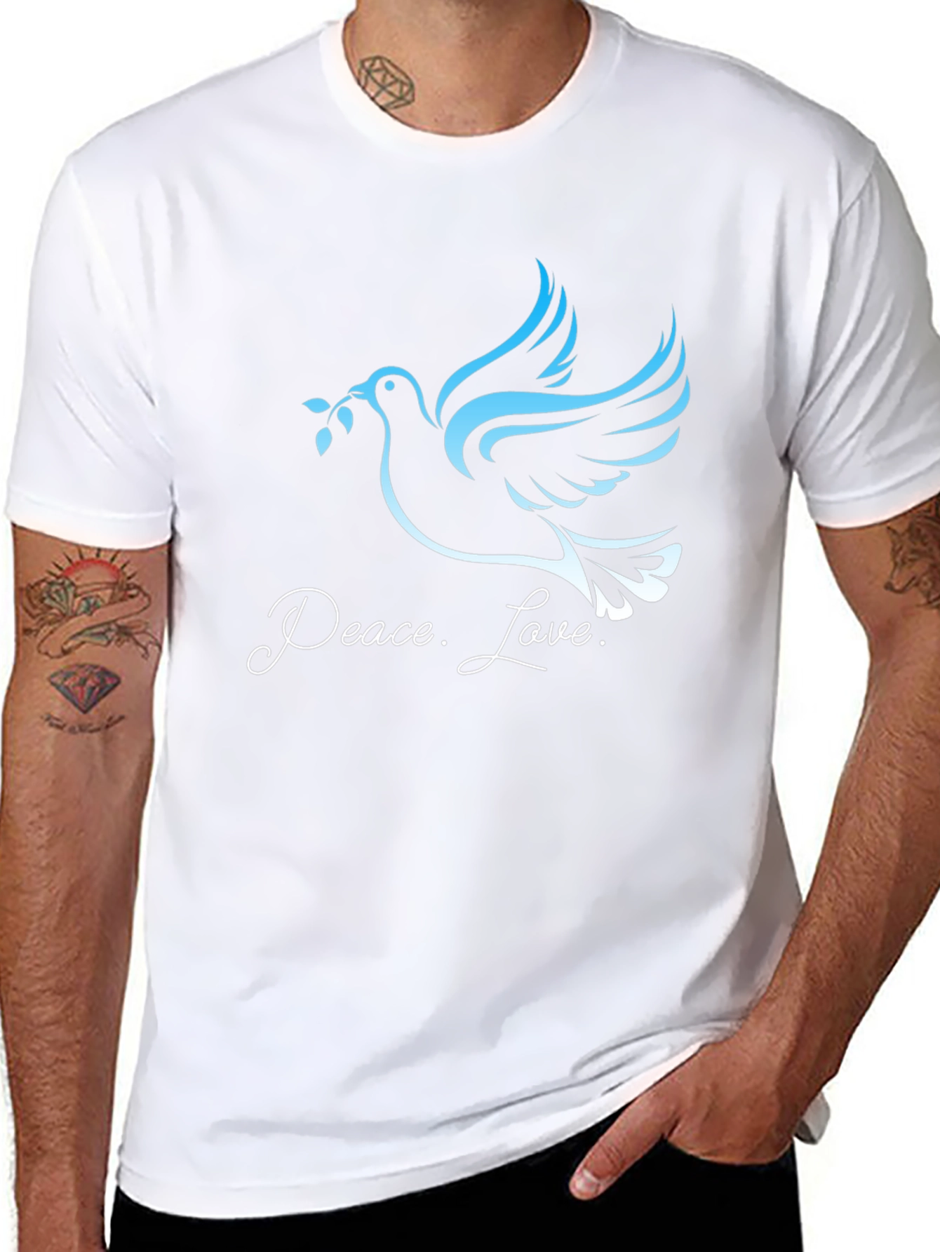 Peace and Love Dove Graphic Tee - Black