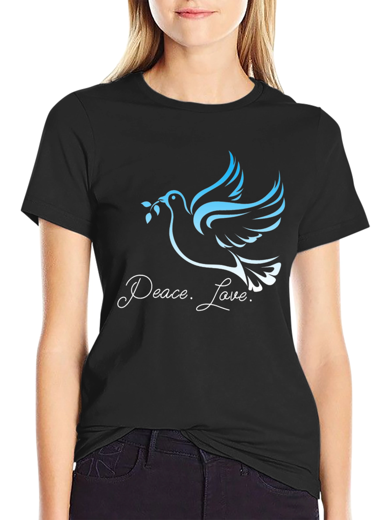 Peace and Love Dove Graphic Tee - Black