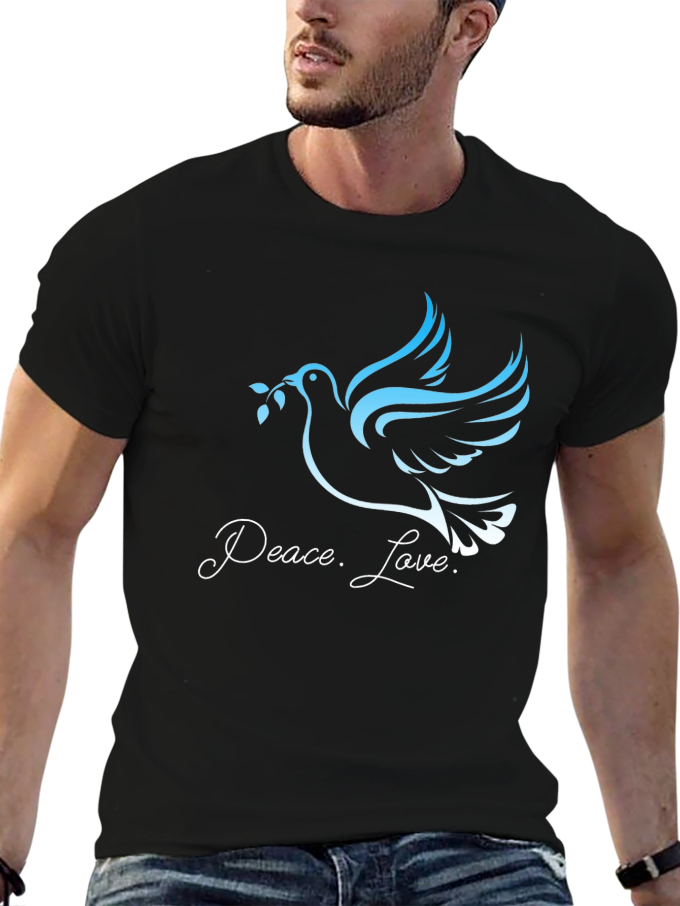 Peace and Love Dove Graphic Tee - Black