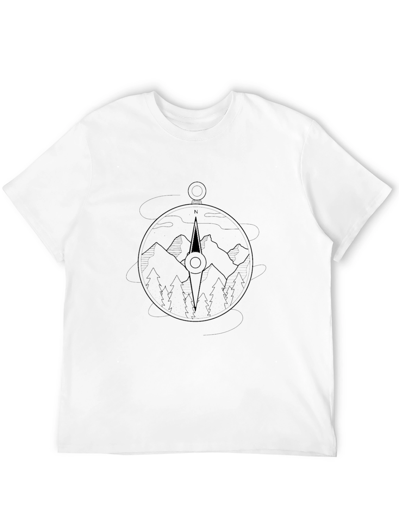 Mountain Compass Graphic Tee - Black Casual Shirt