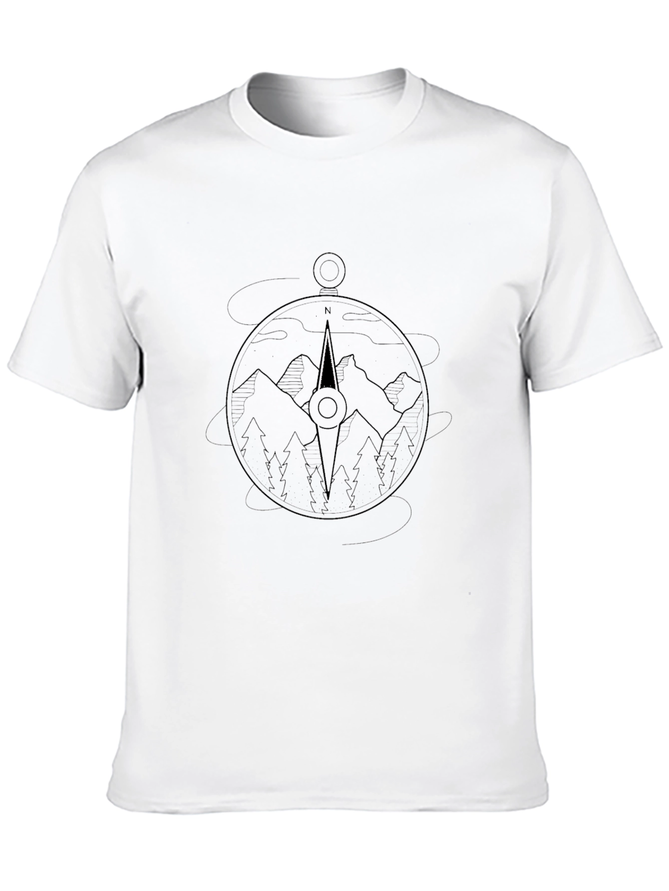 Mountain Compass Graphic Tee - Black Casual Shirt