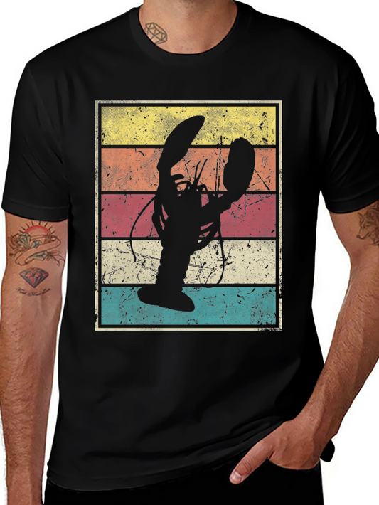 Retro Lobster Graphic Tee - Distressed Design