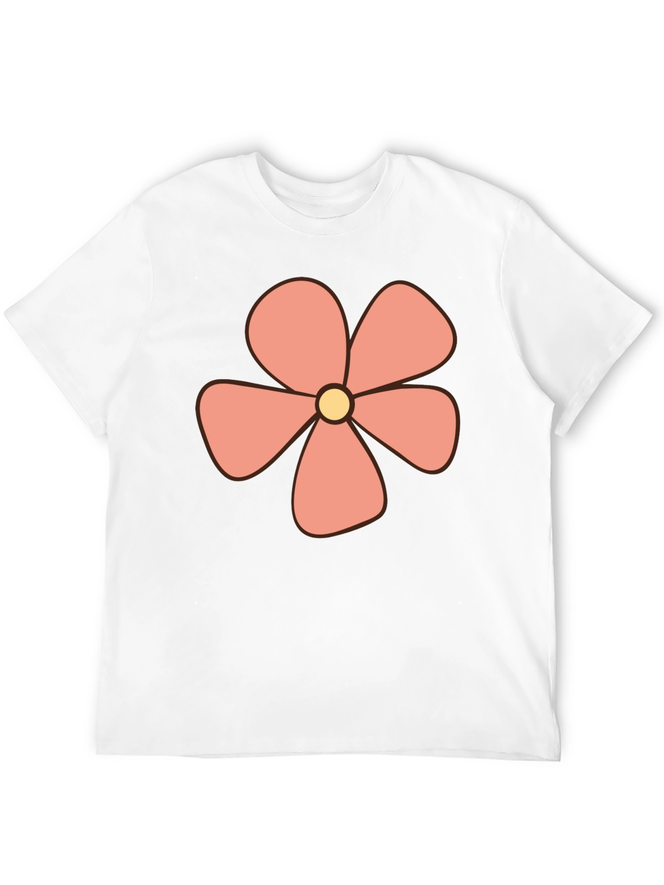 Retro Flower Power Graphic Tee - Black Cotton