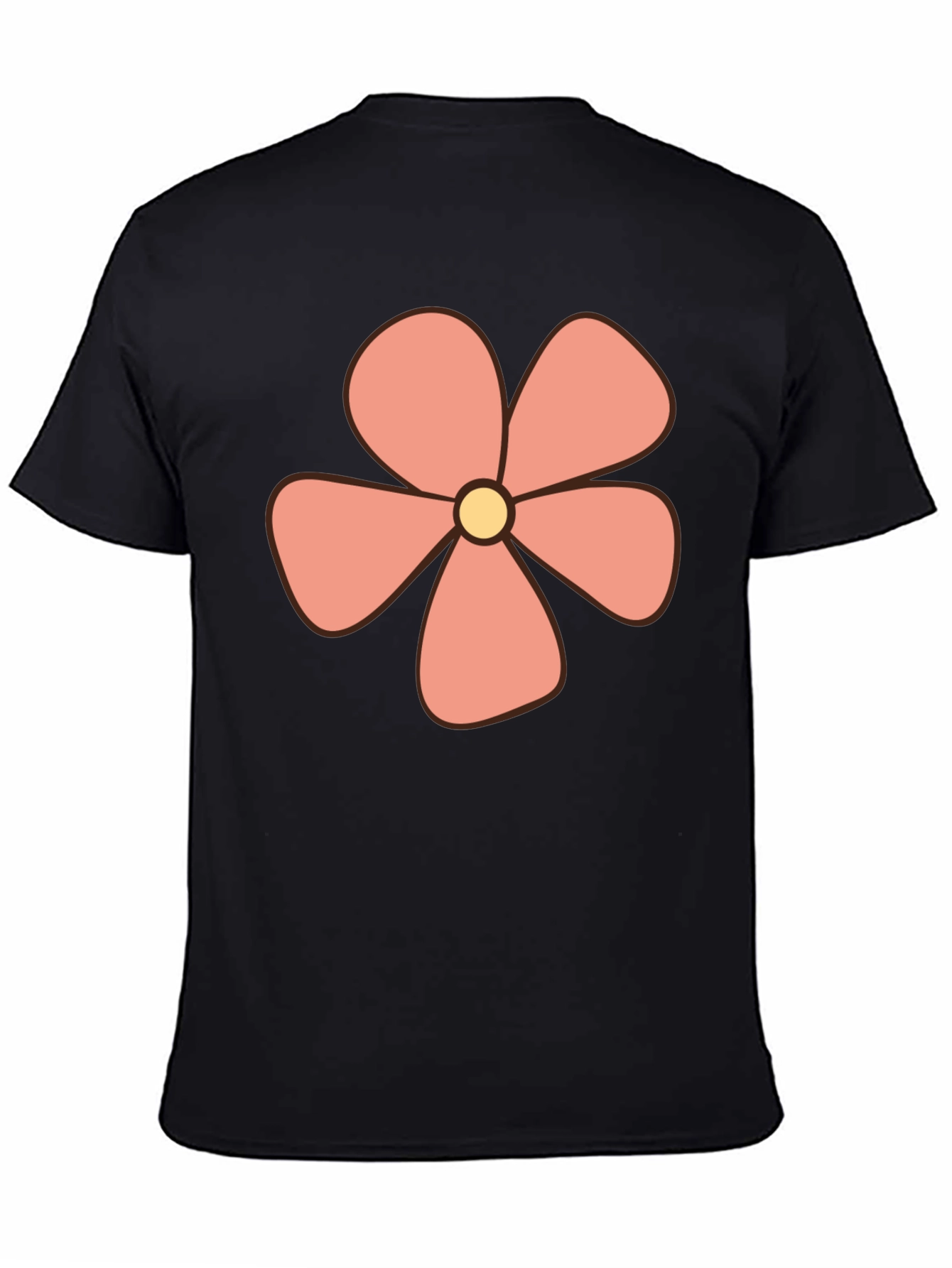 Retro Flower Power Graphic Tee - Black Cotton