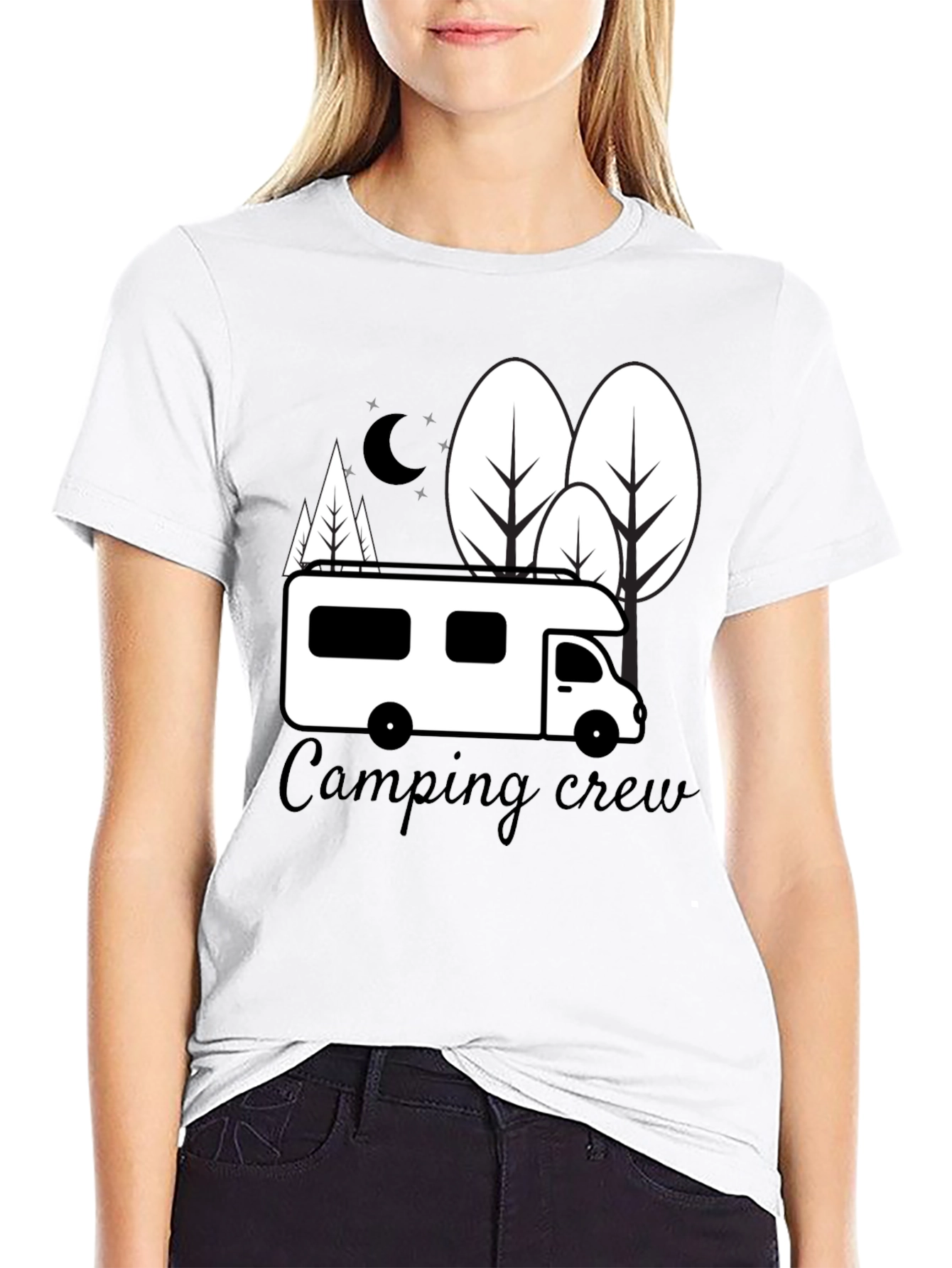 Camping Crew Graphic T-Shirt - Black