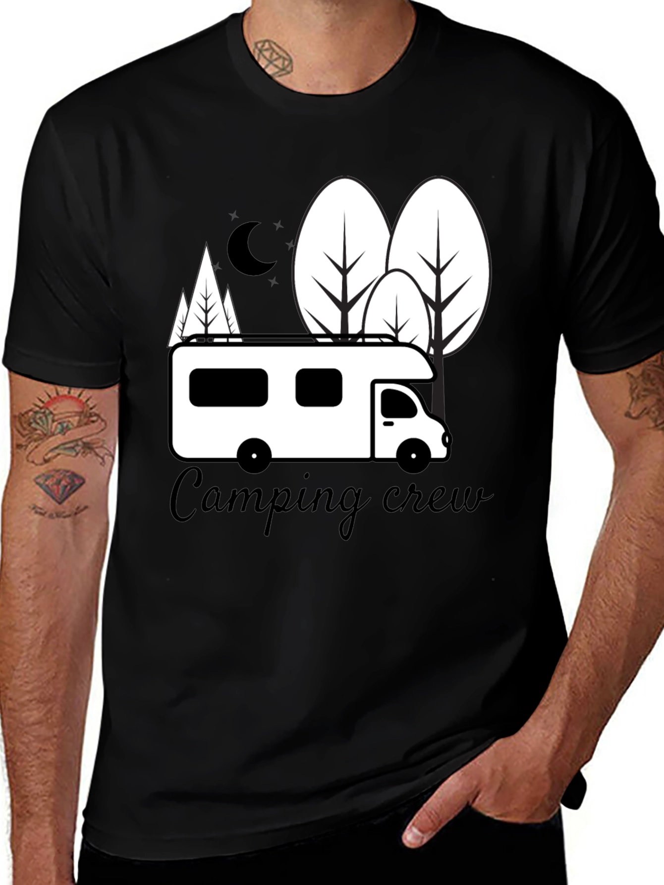 Camping Crew Graphic T-Shirt - Black