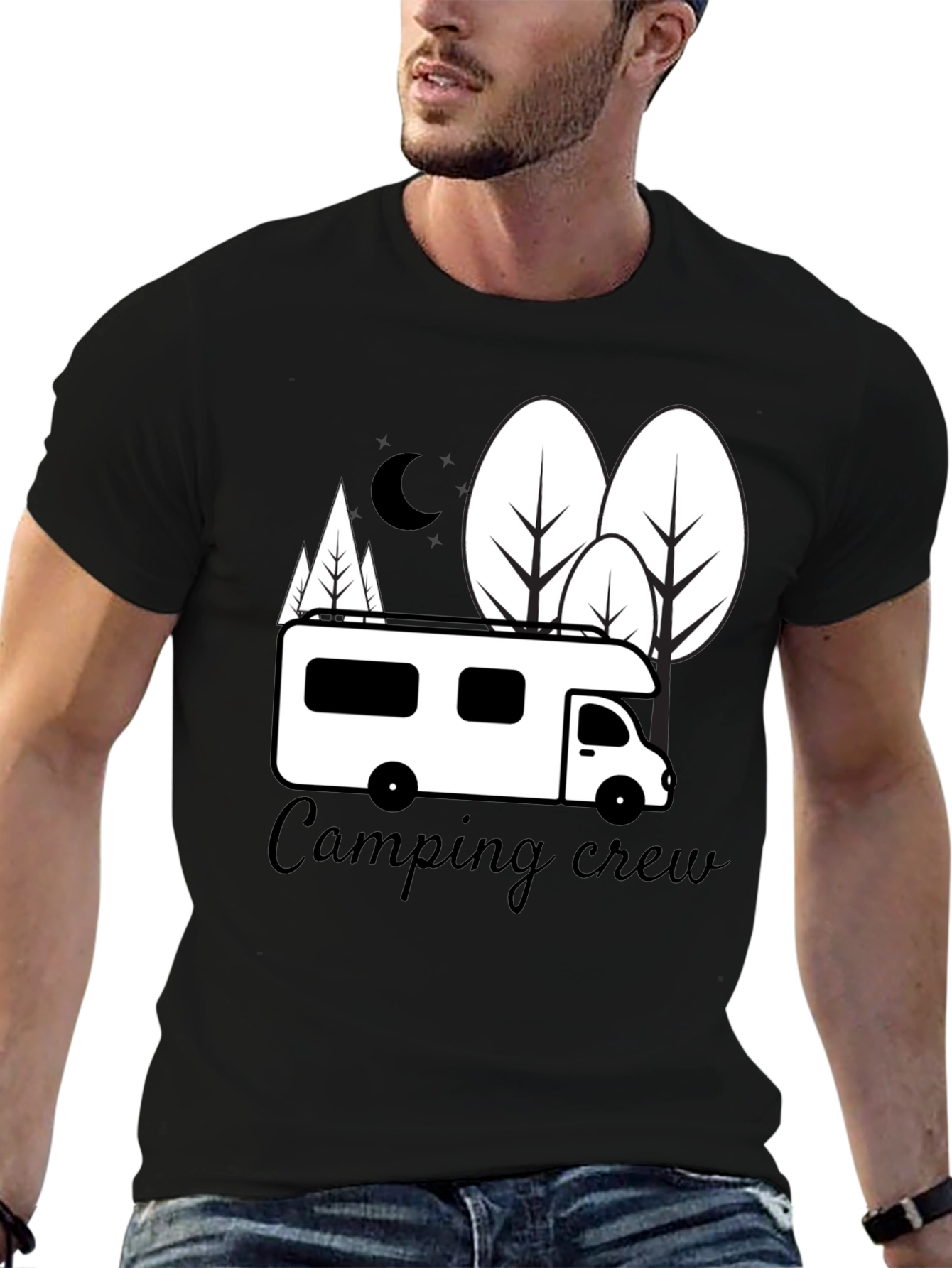 Camping Crew Graphic T-Shirt - Black