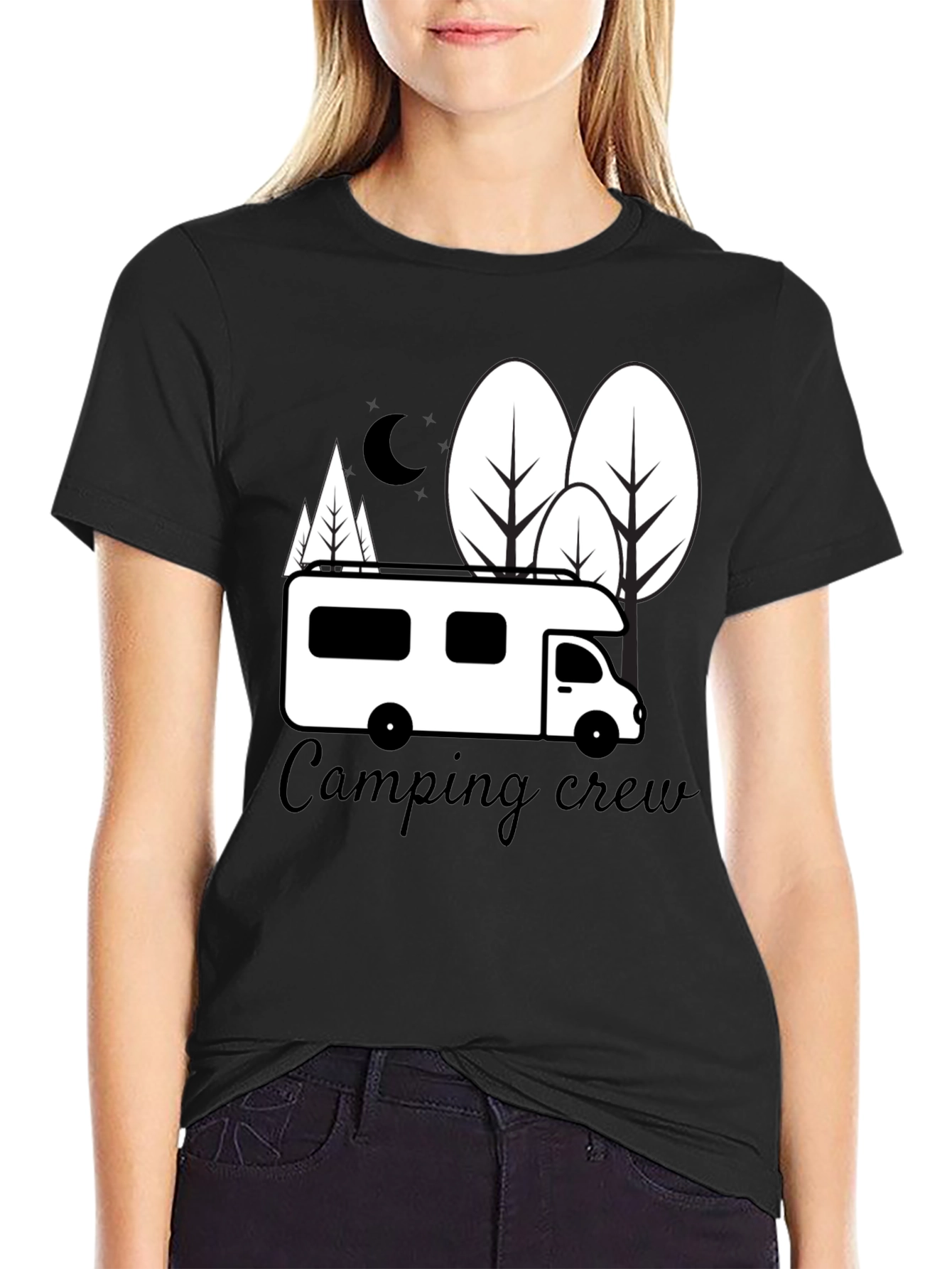 Camping Crew Graphic T-Shirt - Black