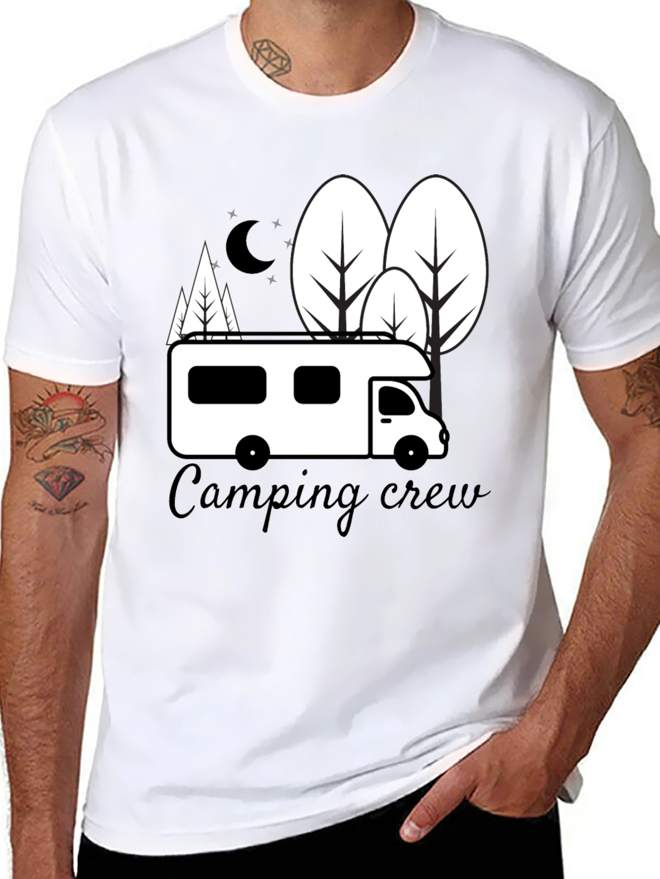 Camping Crew Graphic T-Shirt - Black