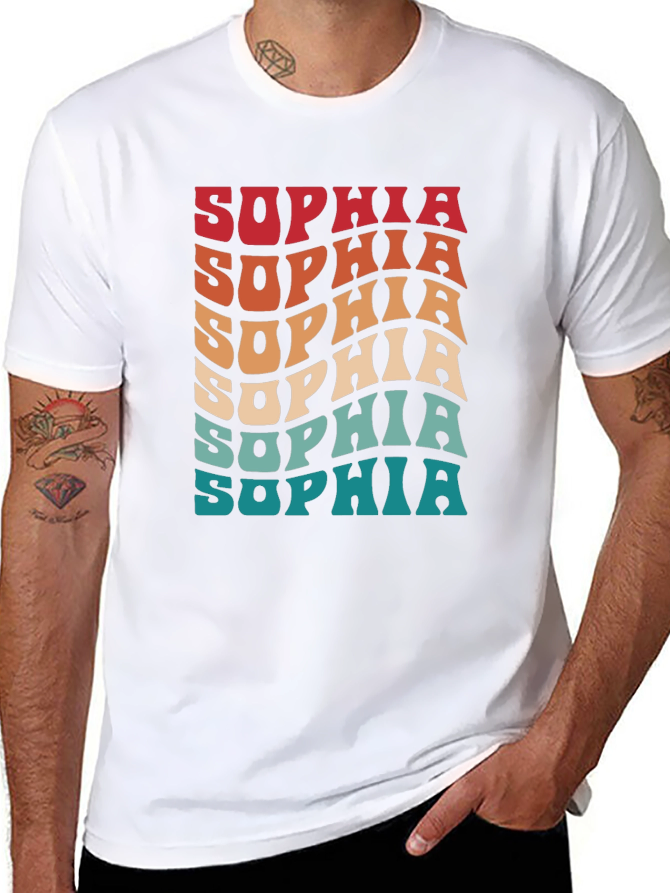 Retro Sophia Name T-Shirt Wavy Personalized Design
