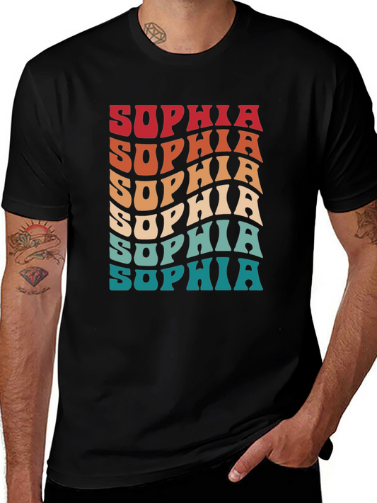 Retro Sophia Name T-Shirt Wavy Personalized Design