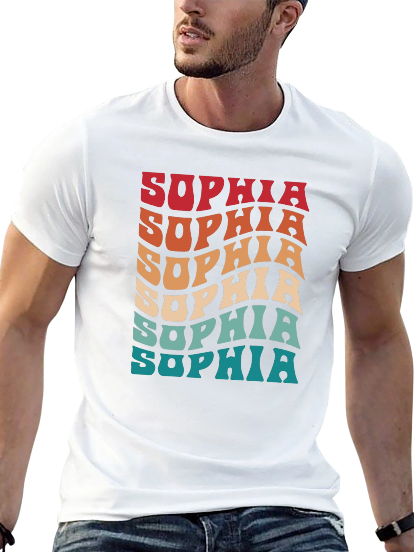 Retro Sophia Name T-Shirt Wavy Personalized Design