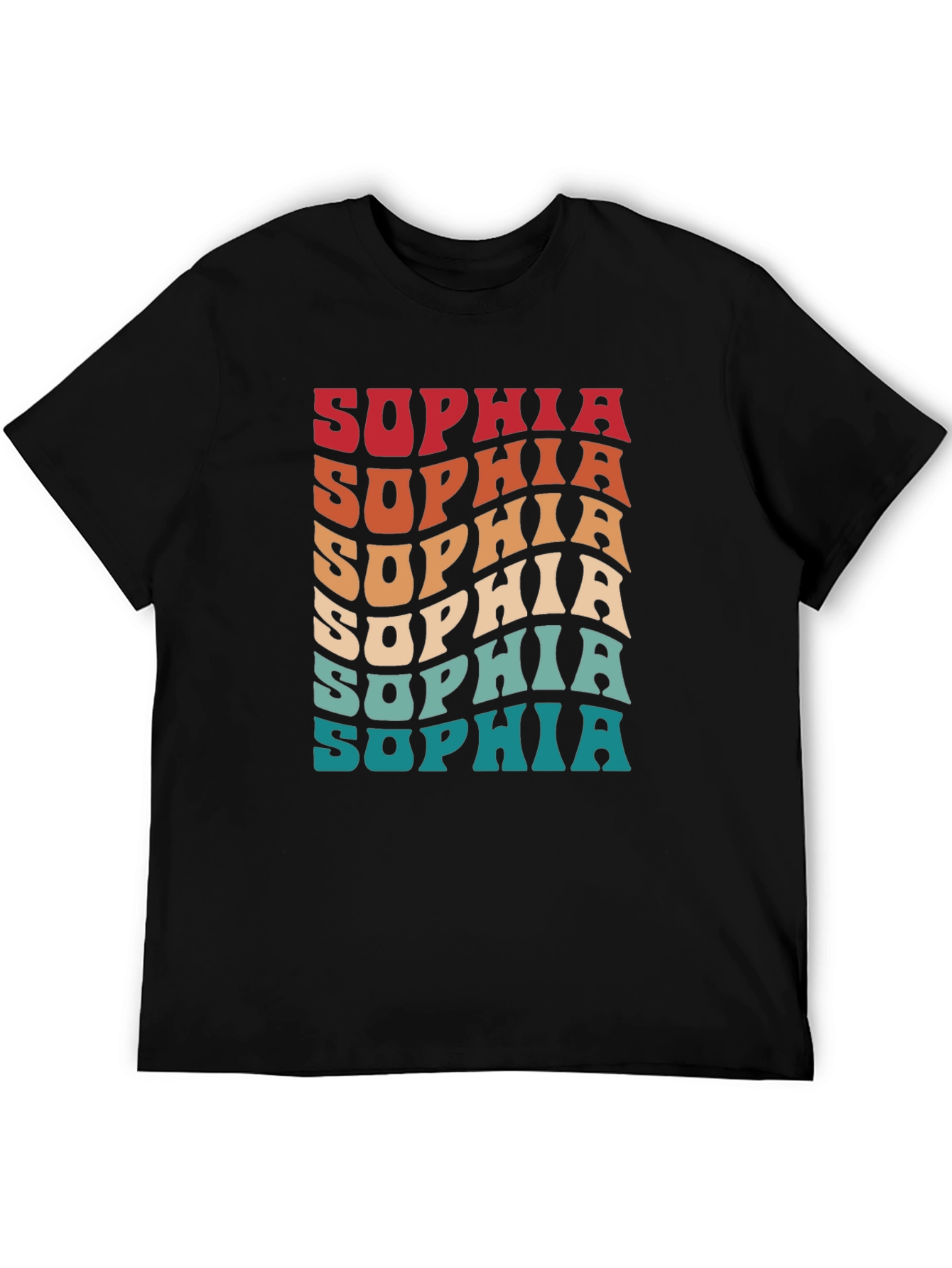 Retro Sophia Name T-Shirt Wavy Personalized Design
