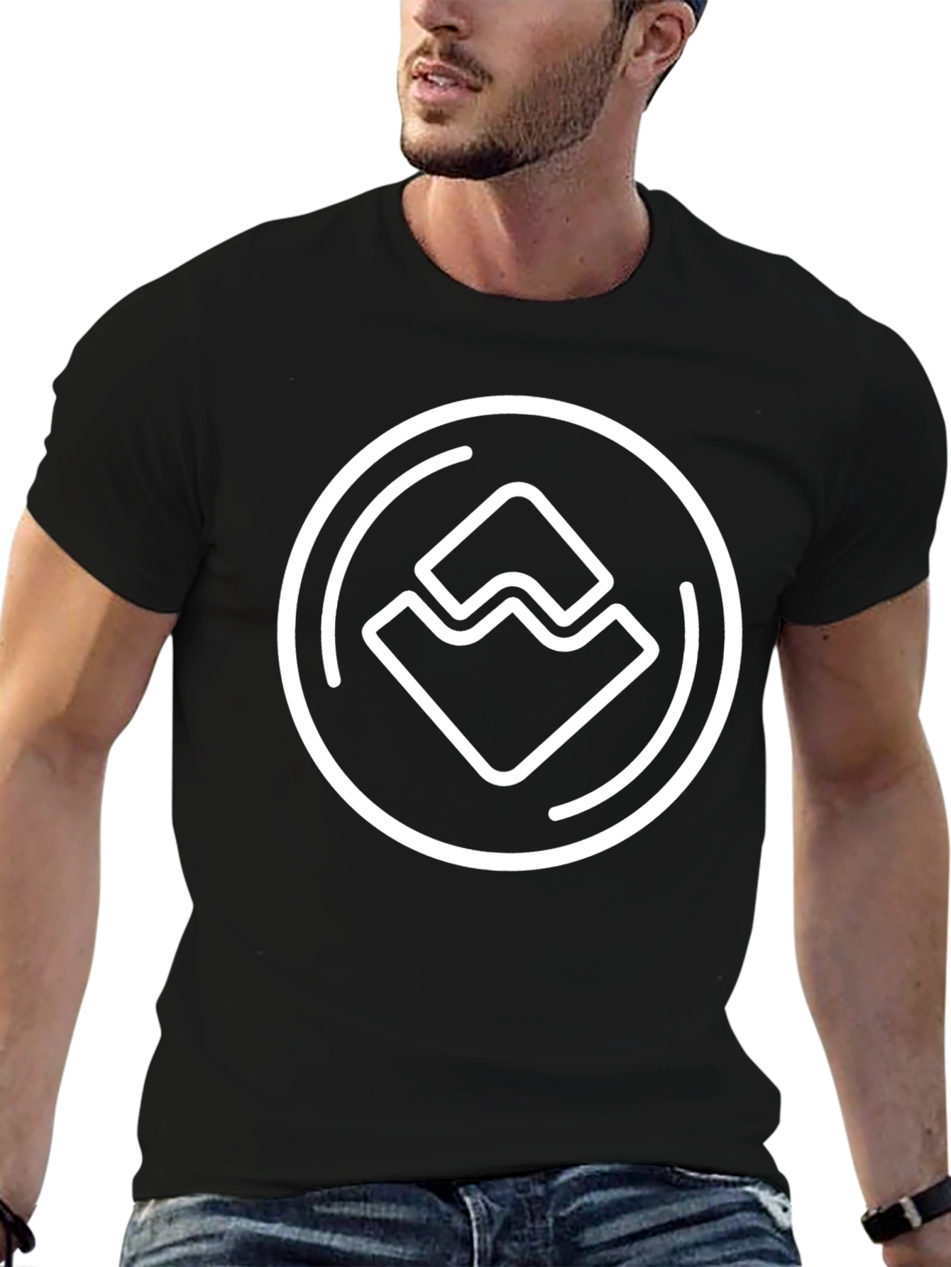 Modern Emblem Graphic Tee - Black