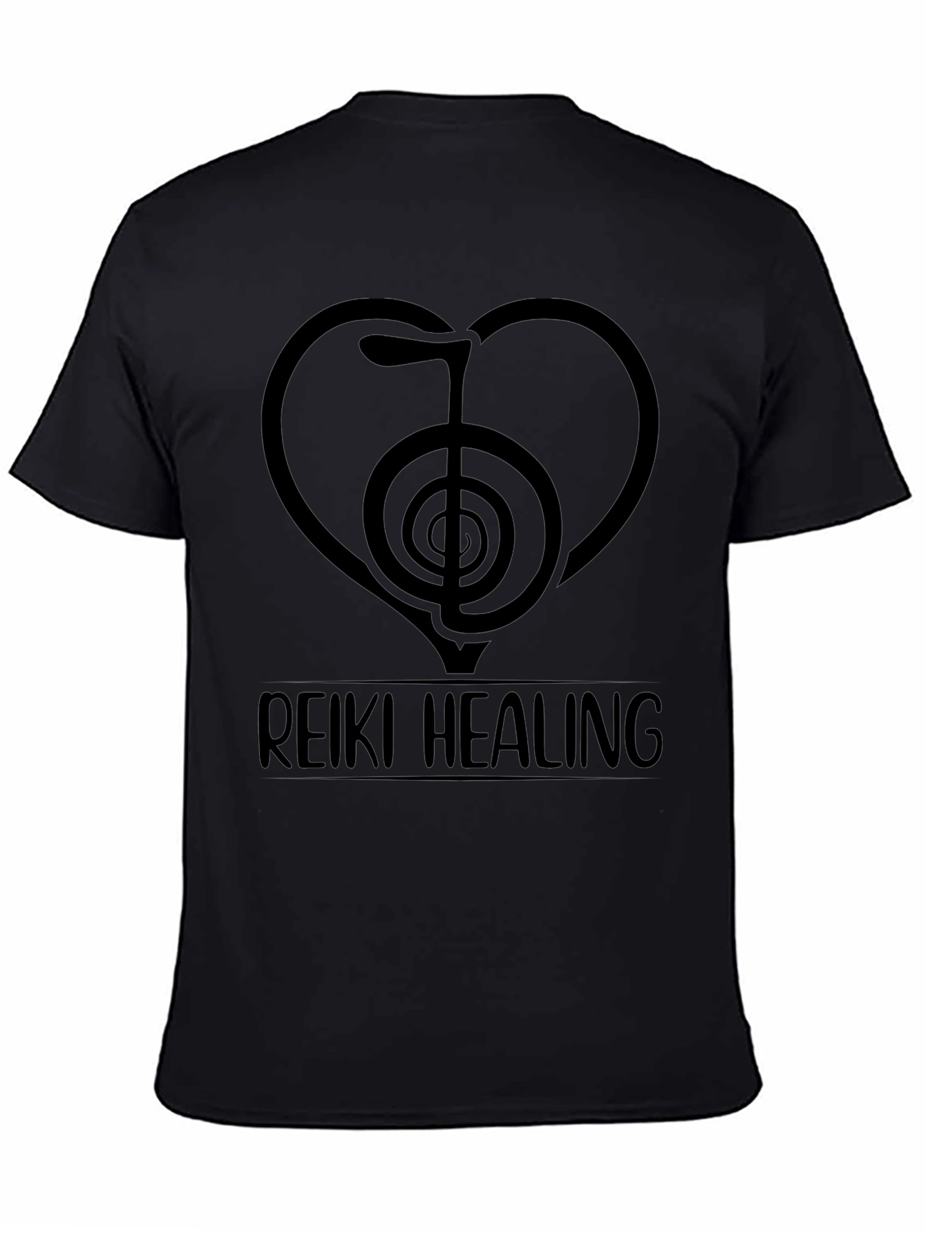 Reiki Healing Heart Symbol Black T-Shirt