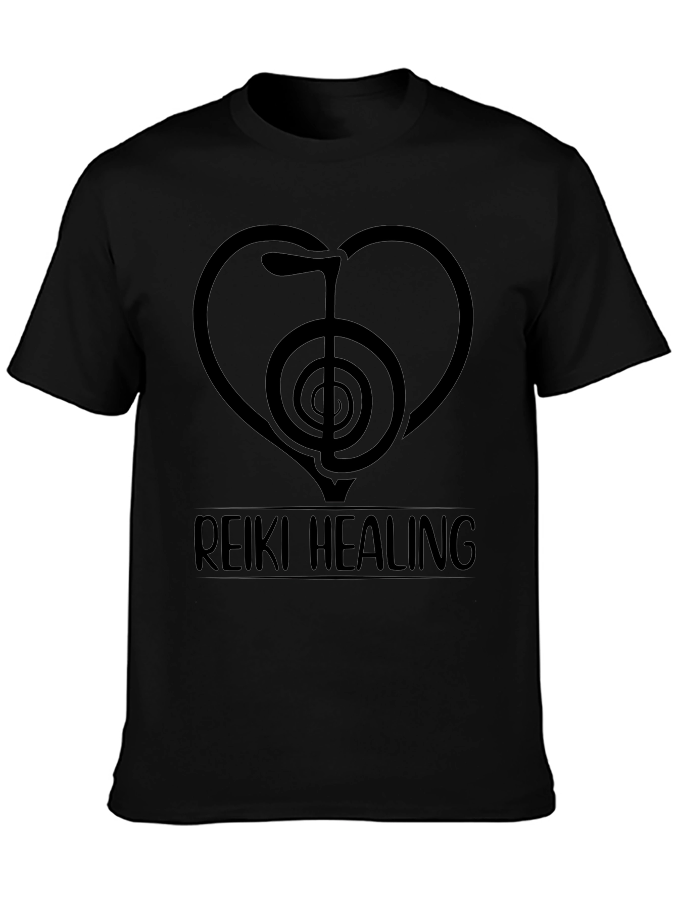 Reiki Healing Heart Symbol Black T-Shirt