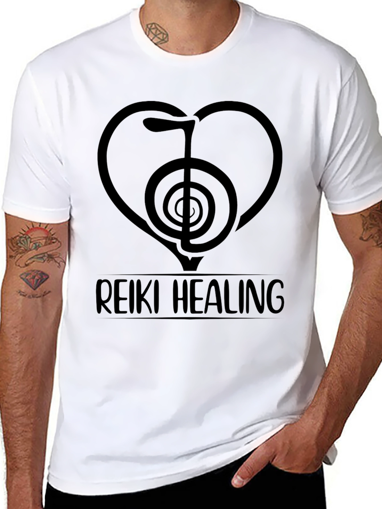 Reiki Healing Heart Symbol Black T-Shirt