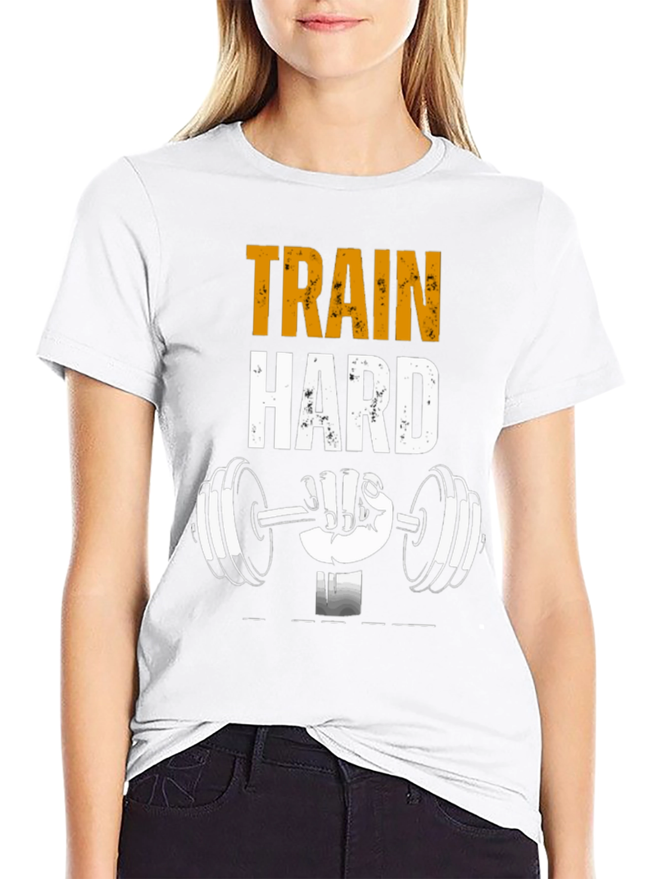 Train Hard Graphic T-Shirt Gym Workout Tee
