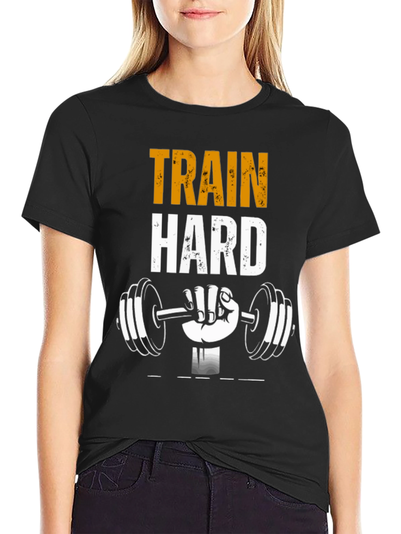 Train Hard Graphic T-Shirt Gym Workout Tee