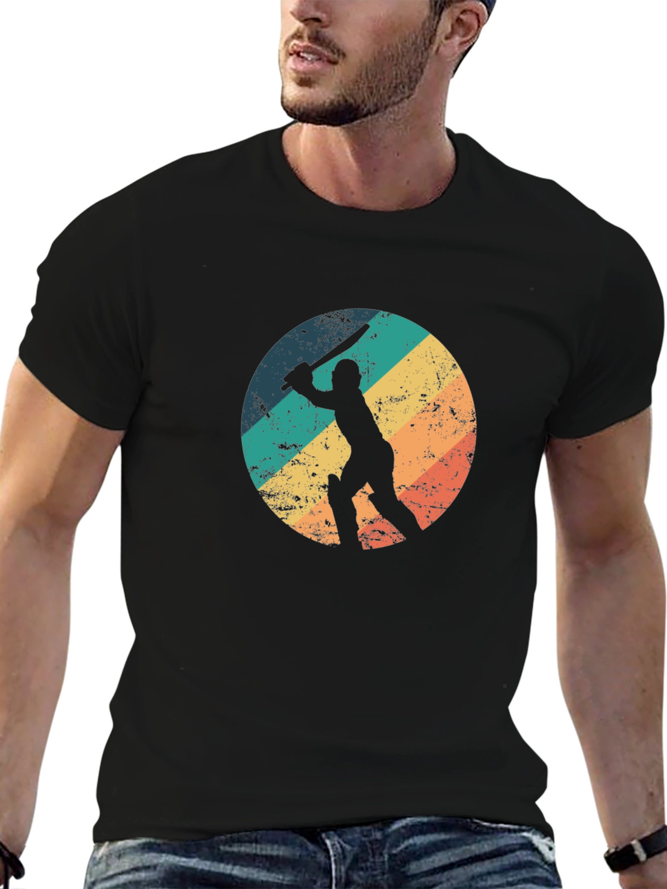 Retro Cricket Player Graphic Tee