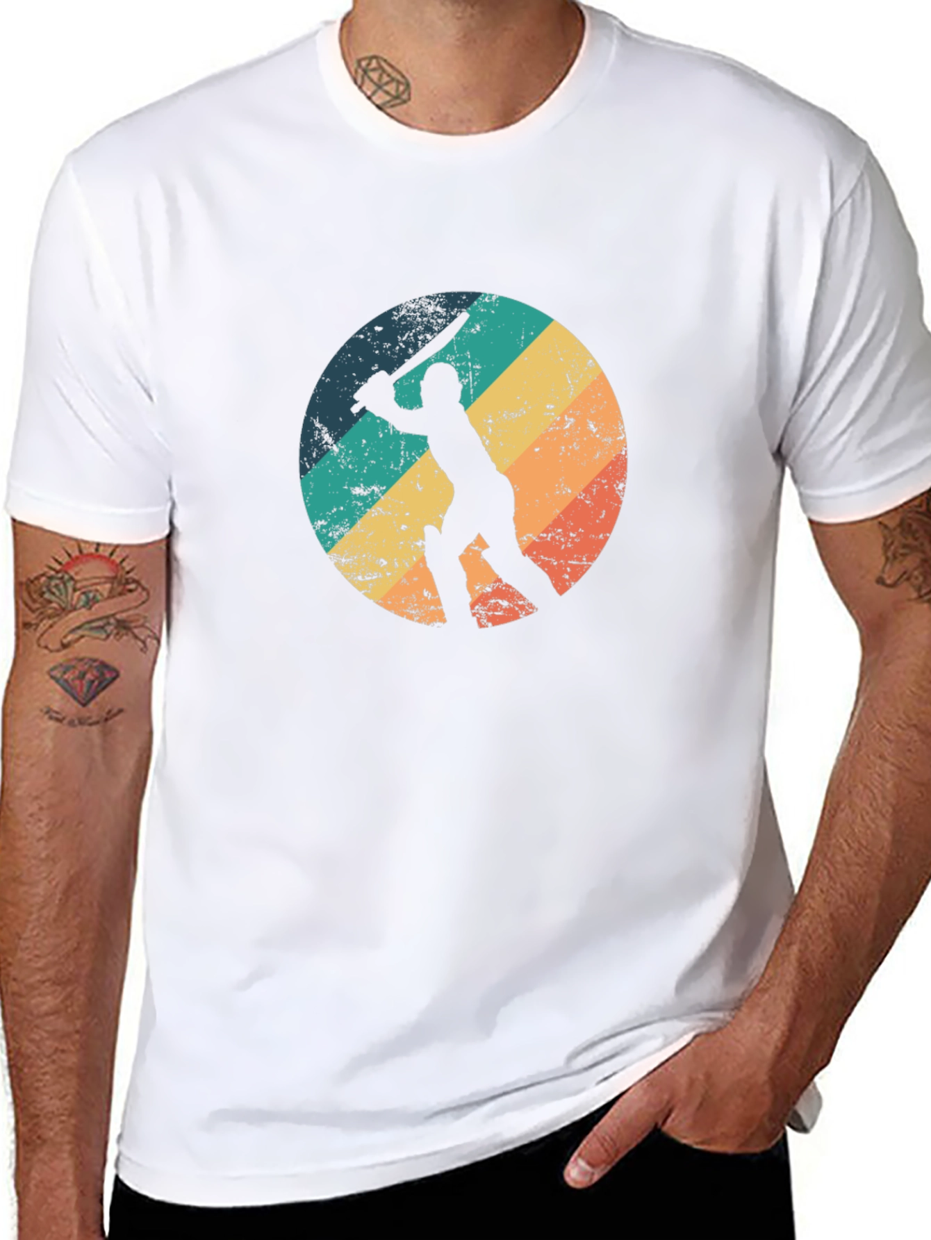 Retro Cricket Player Graphic Tee
