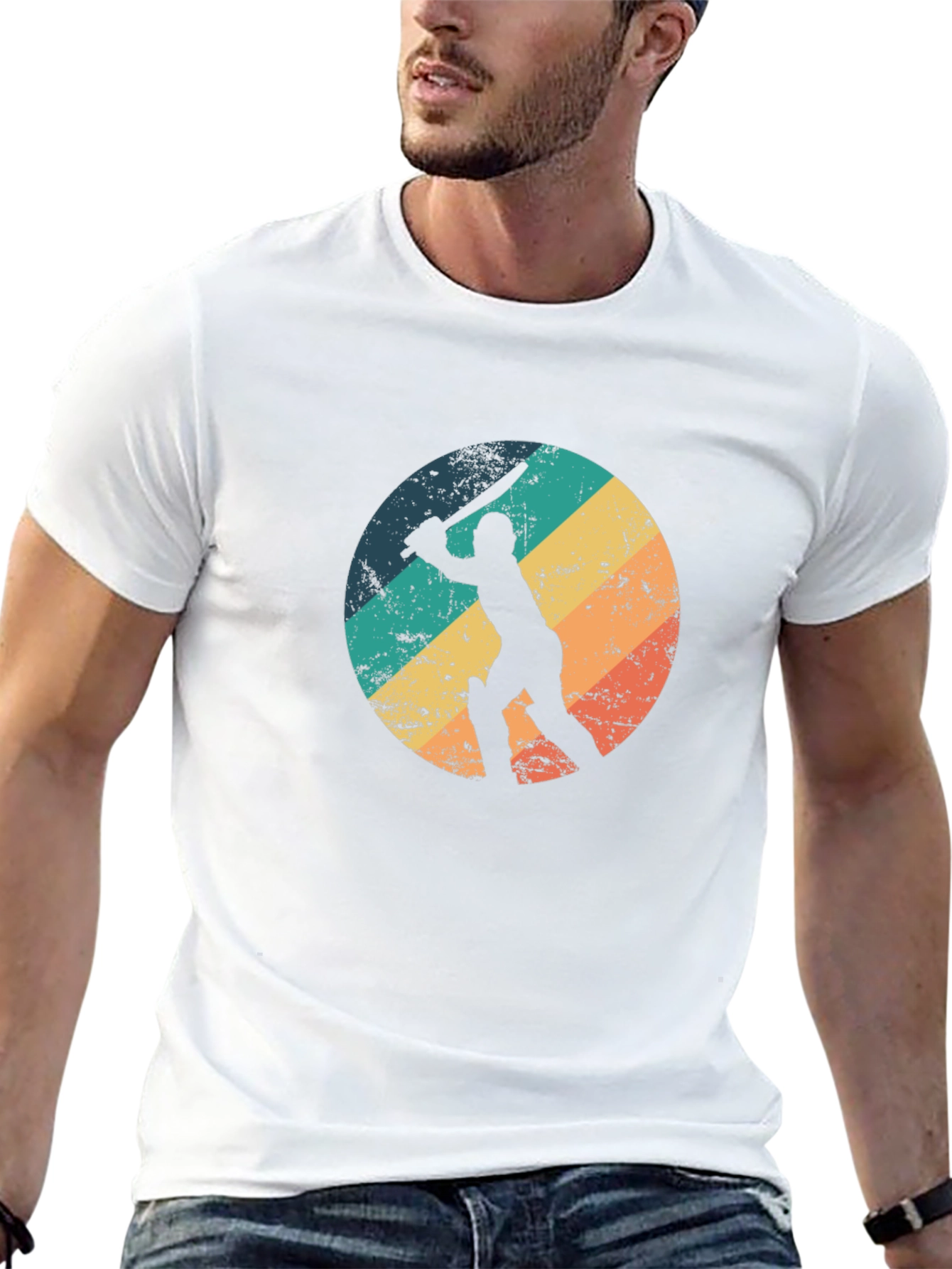 Retro Cricket Player Graphic Tee
