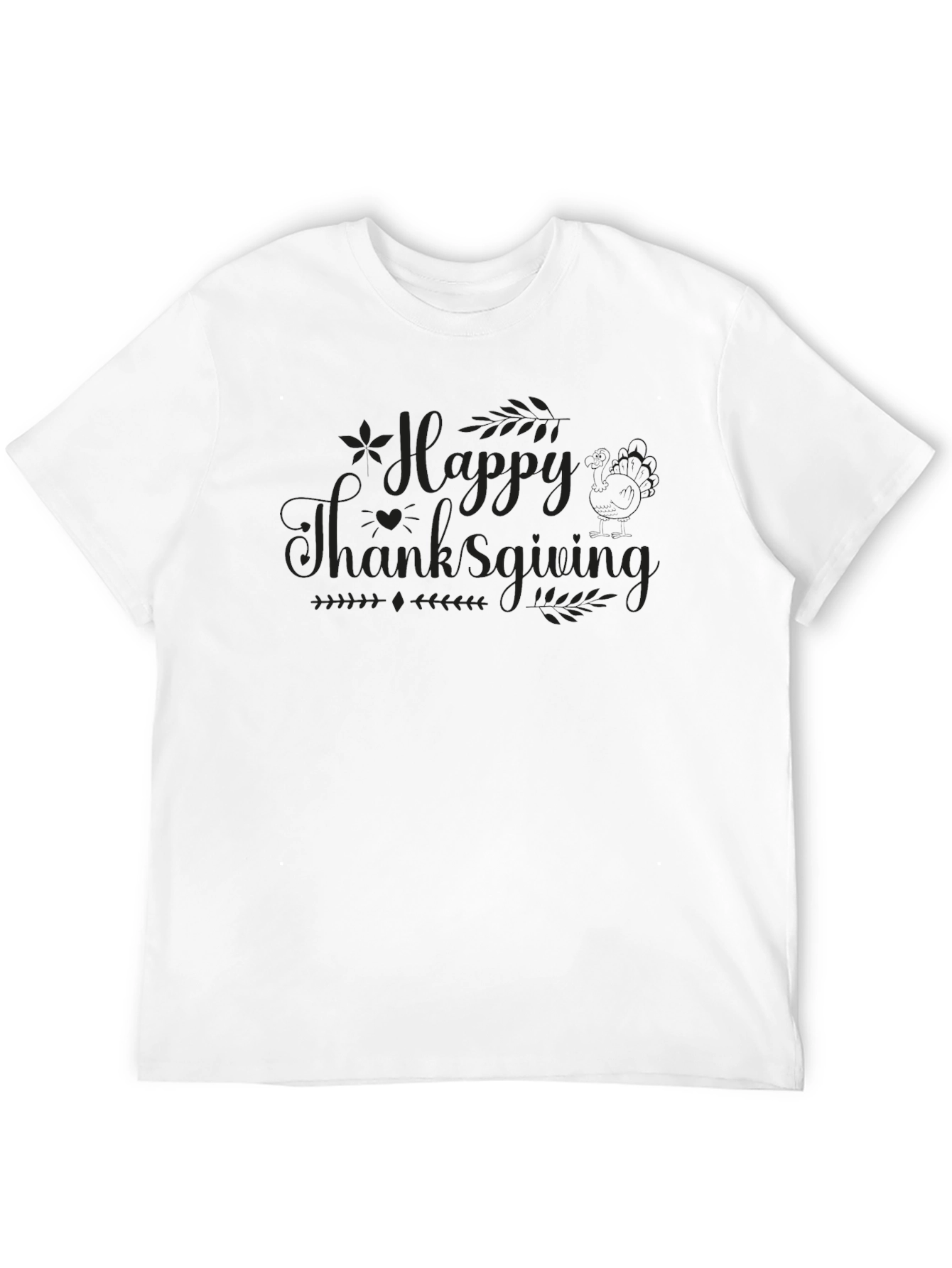Happy Thanksgiving Graphic Tee - Black Casual Shirt