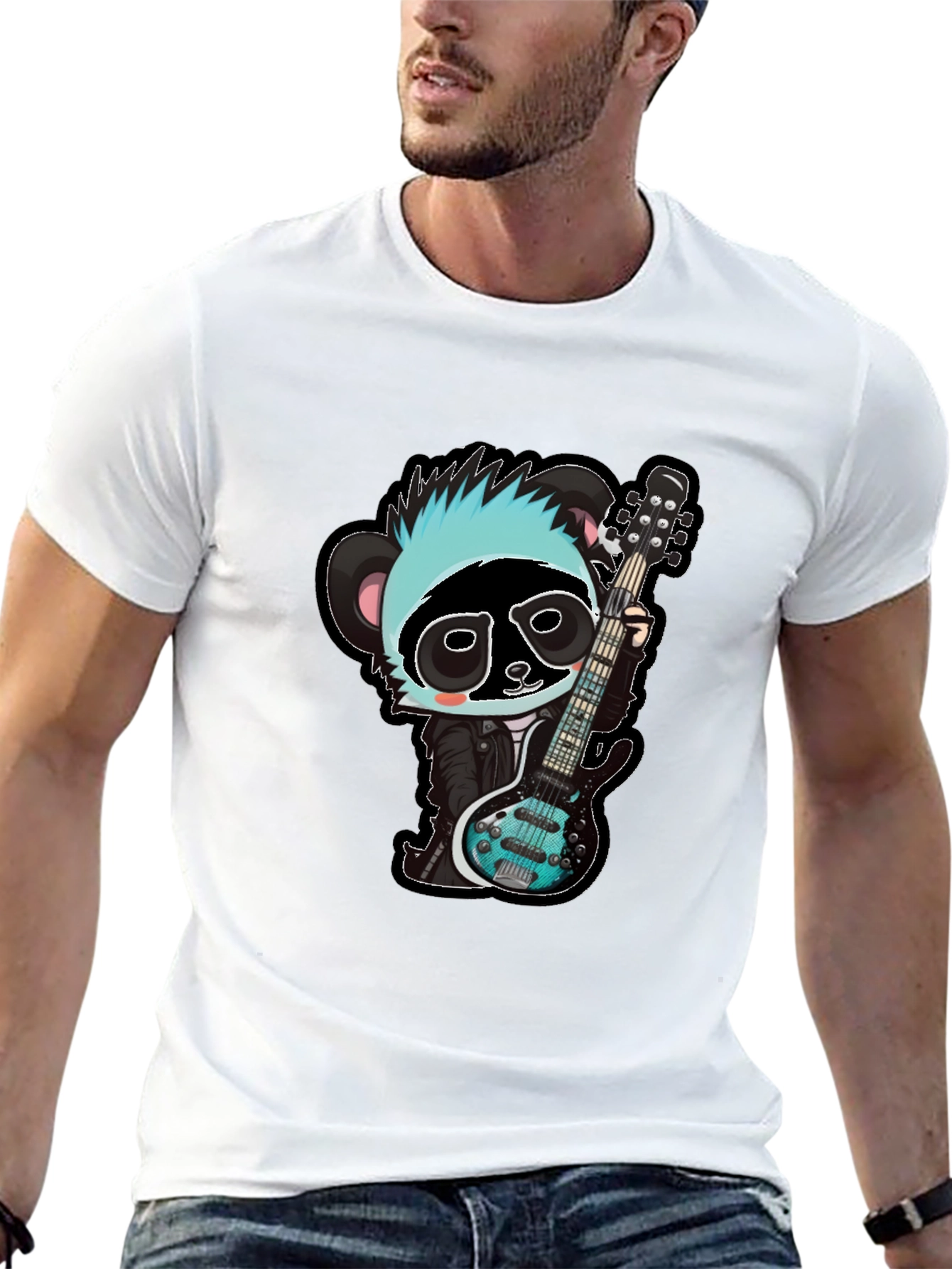 Rockin Panda Graphic Tee - Black Unisex T-Shirt