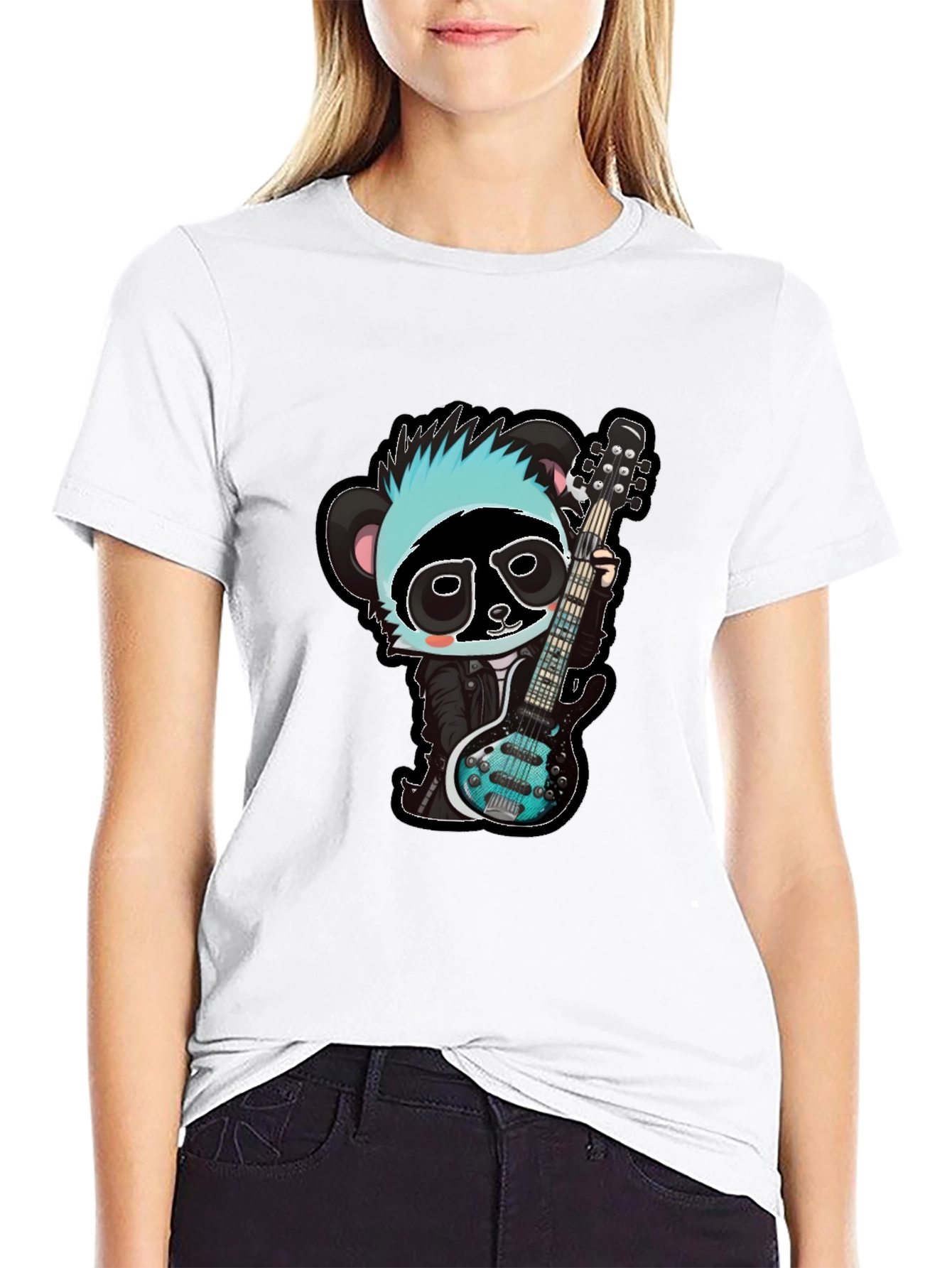 Rockin Panda Graphic Tee - Black Unisex T-Shirt