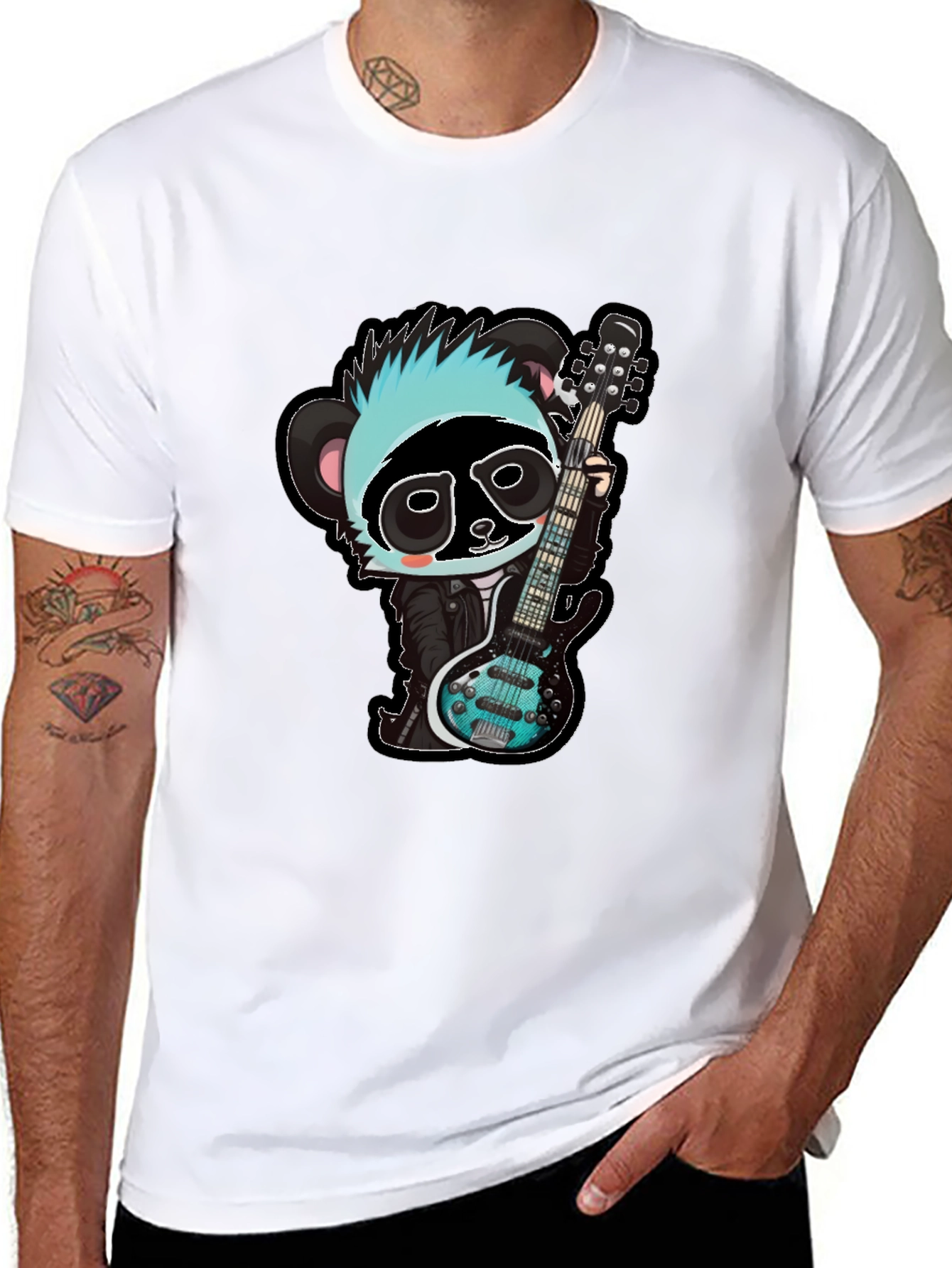 Rockin Panda Graphic Tee - Black Unisex T-Shirt