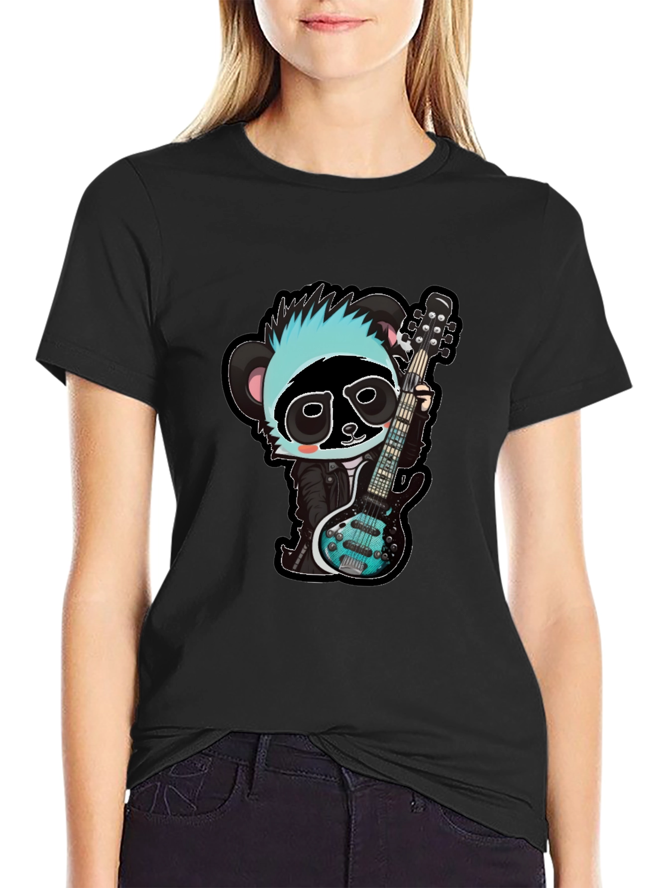 Rockin Panda Graphic Tee - Black Unisex T-Shirt