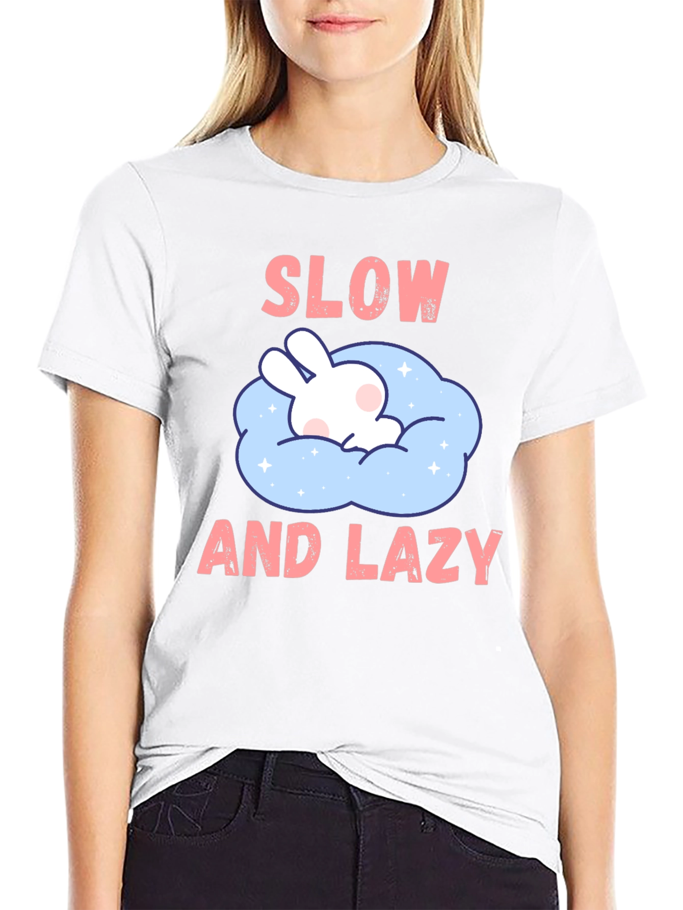 Slow and Lazy Bunny Graphic T-Shirt