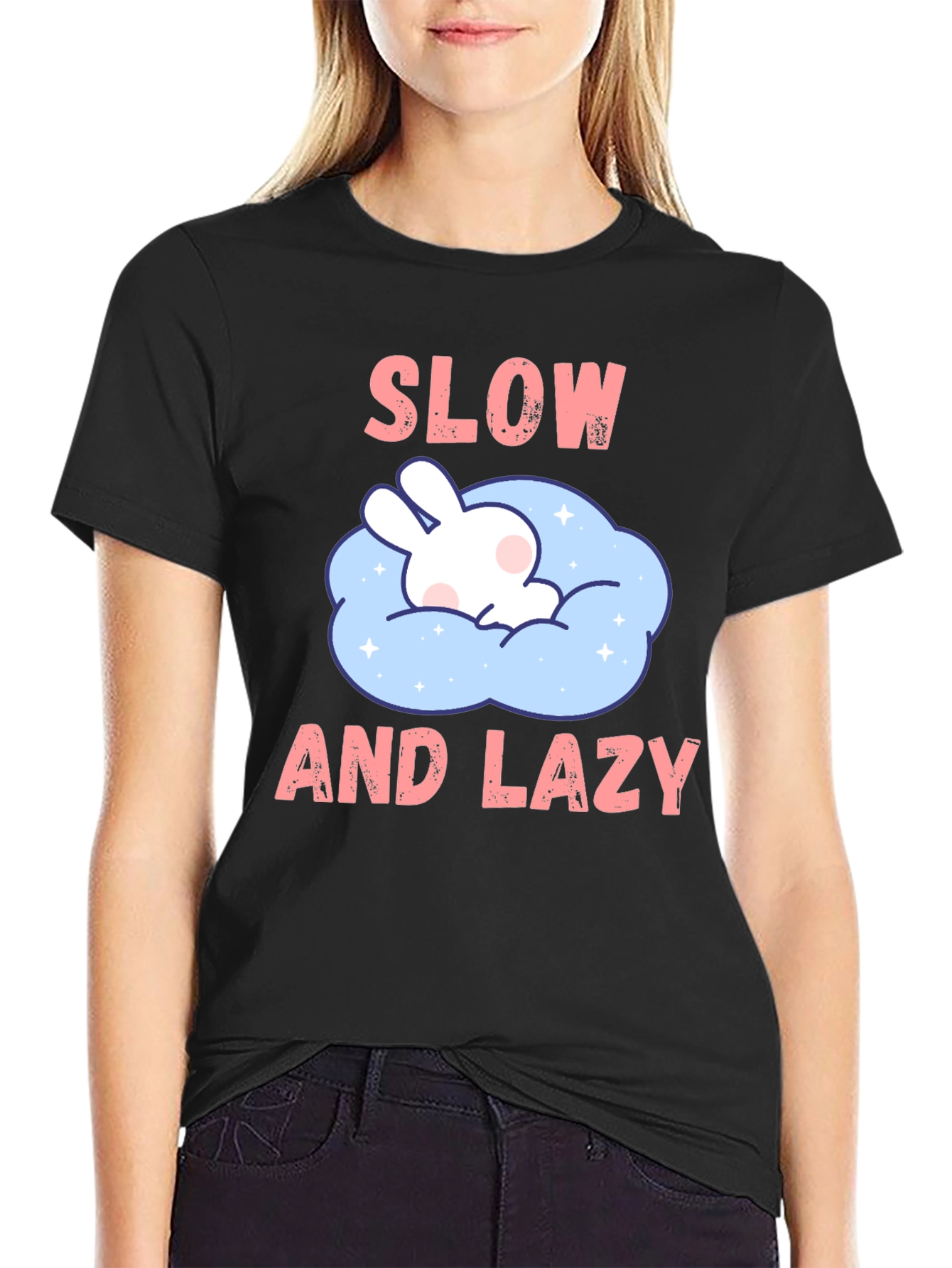 Slow and Lazy Bunny Graphic T-Shirt