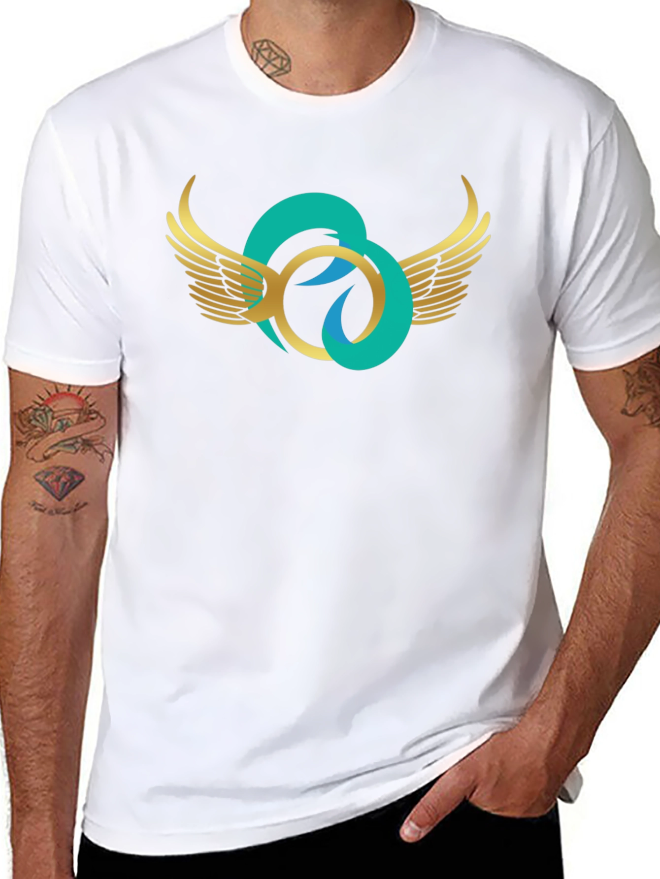 Winged Circle Graphic T-Shirt - Stylish Casual Wear