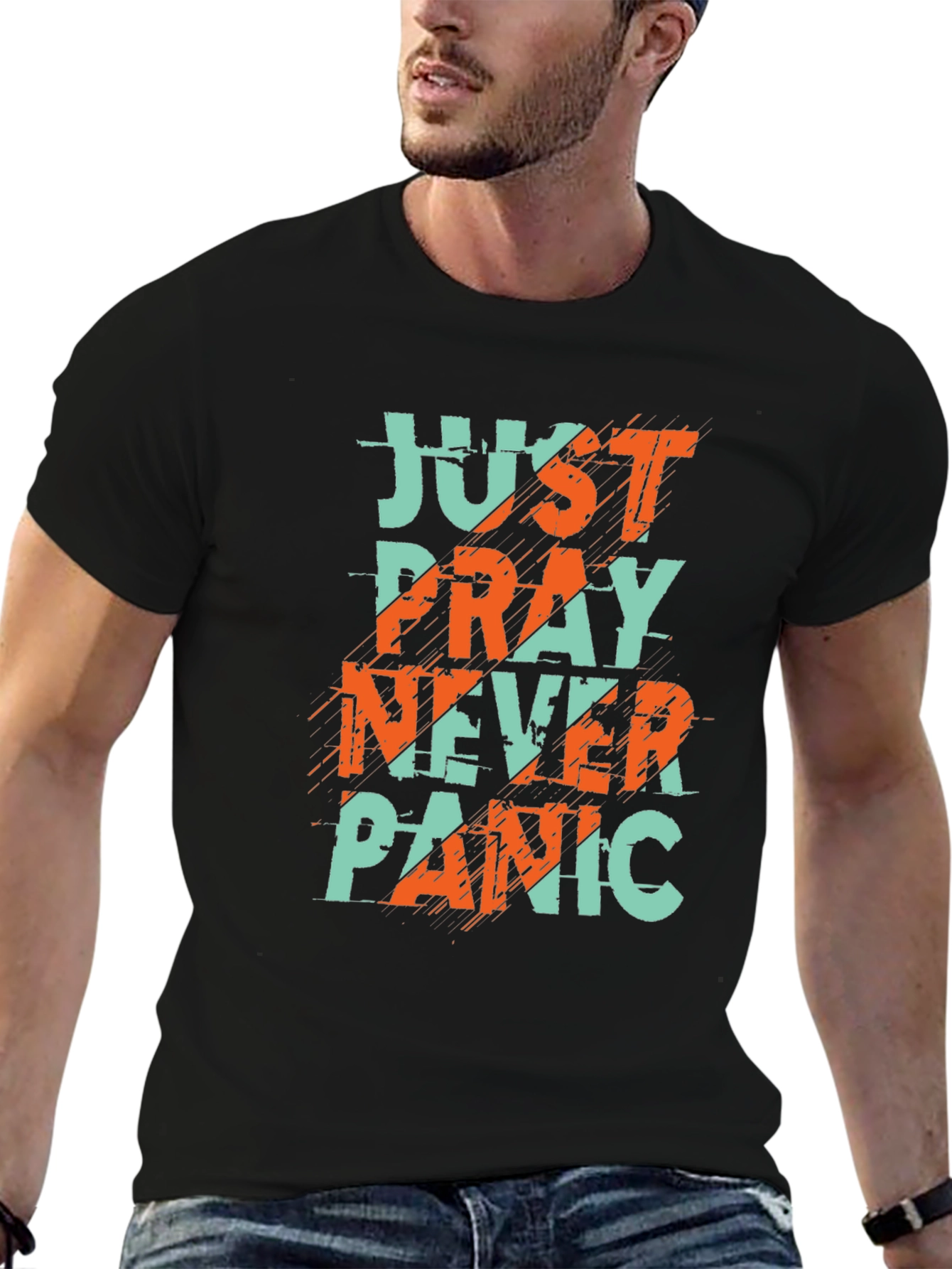 Just Pray Never Panic Graphic Tee