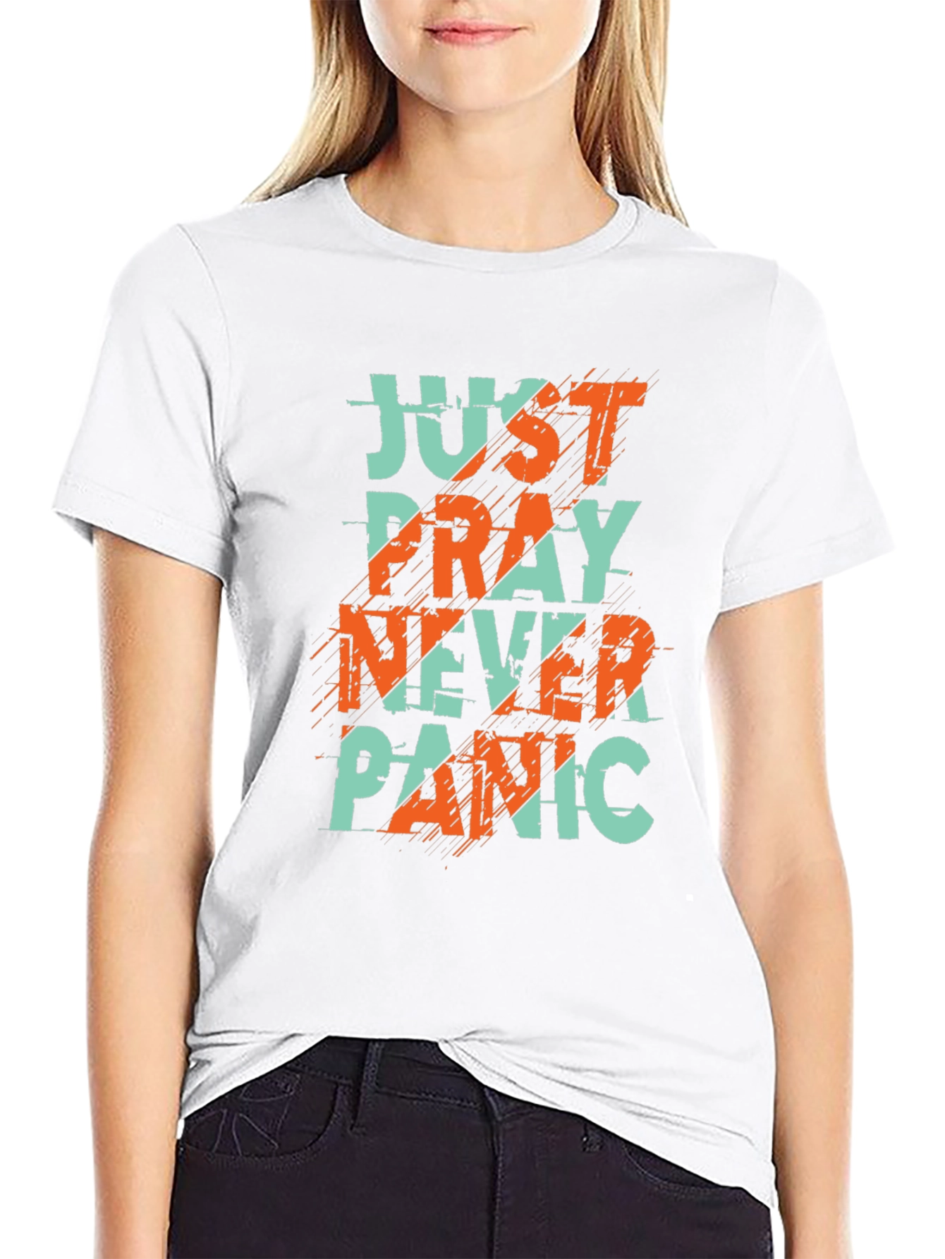 Just Pray Never Panic Graphic Tee